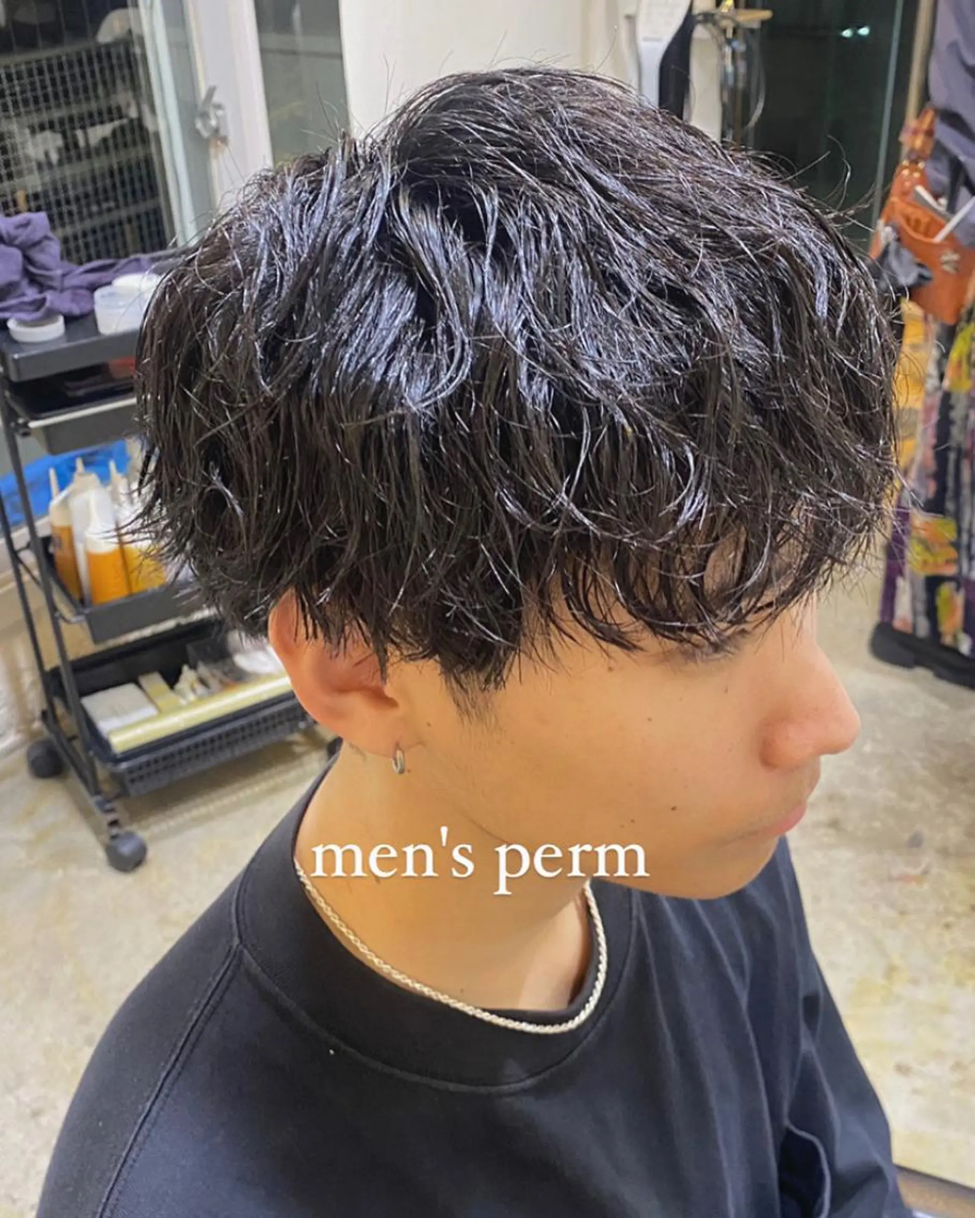 ショート パーマ メンズ メンズパーマ 波巻きパーマ カット パーマ トリートメント ボブ/透明感カラー /サナ🌼のヘアスタイル