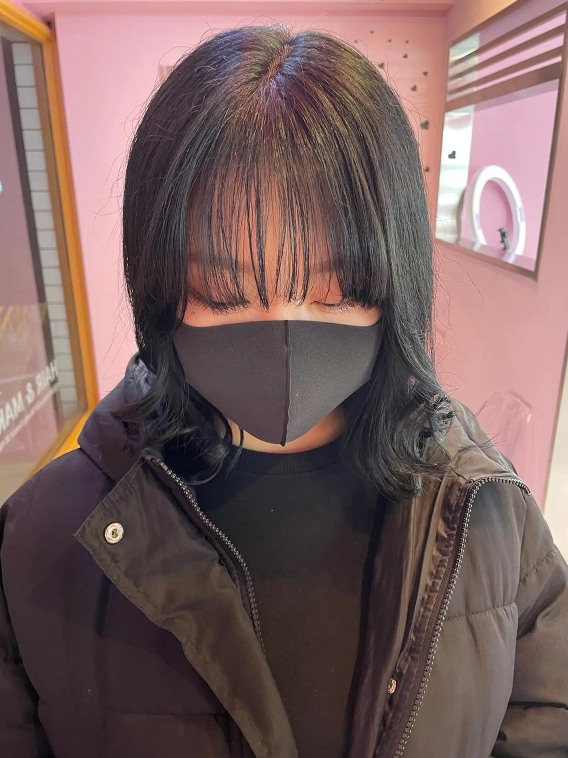 ミディアム カラー 黒髪 ブルーカラー ブルーブラック 心斎橋/ブリーチ minamiのヘアスタイル