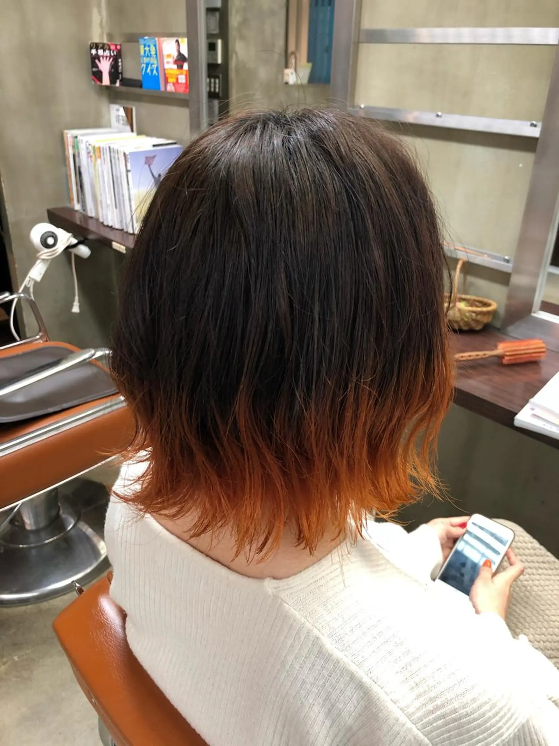 ミディアム カラー パーマ グラデーションカラー オレンジ カット ヘアカラー ROBOT   PLUS所属・大野 悠平のヘアスタイル