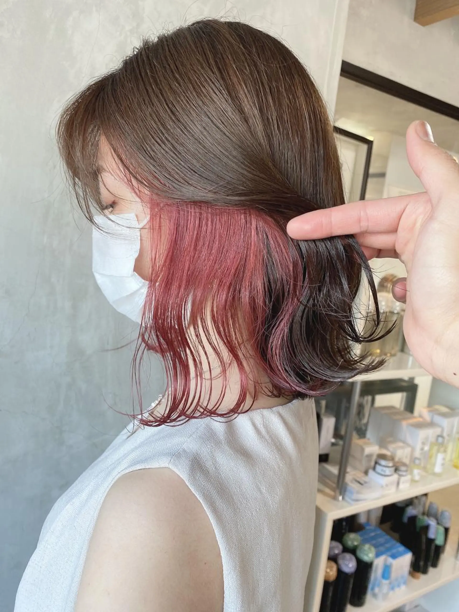 ミディアム カラー ヘアアレンジ ヘアカラー 切りっぱなしボブ/ デザインカラー店長のヘアスタイル