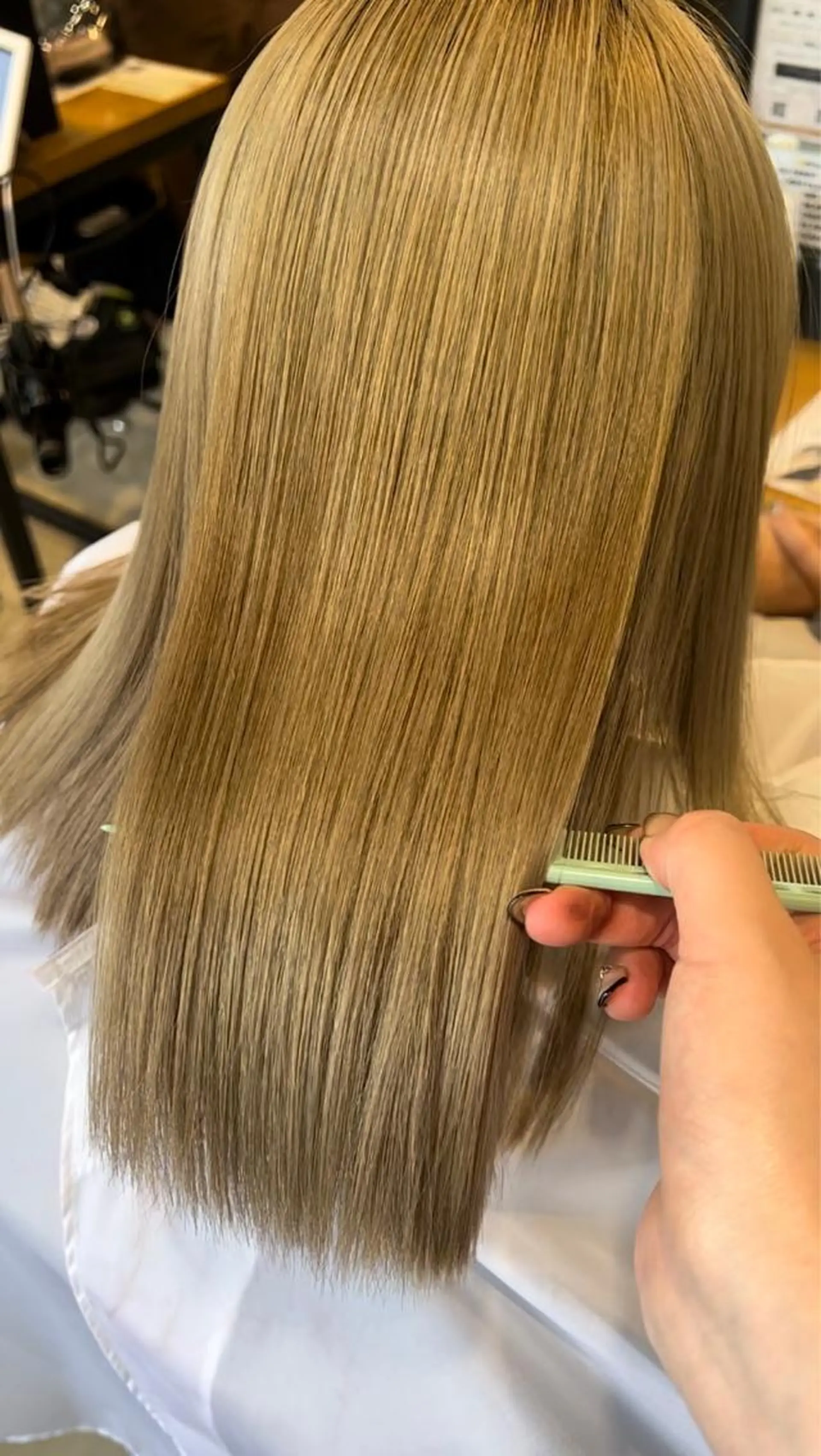 ミディアム カラー パーマ 🌙レイヤー,韓国 ヘア🌙harukaのヘアスタイル