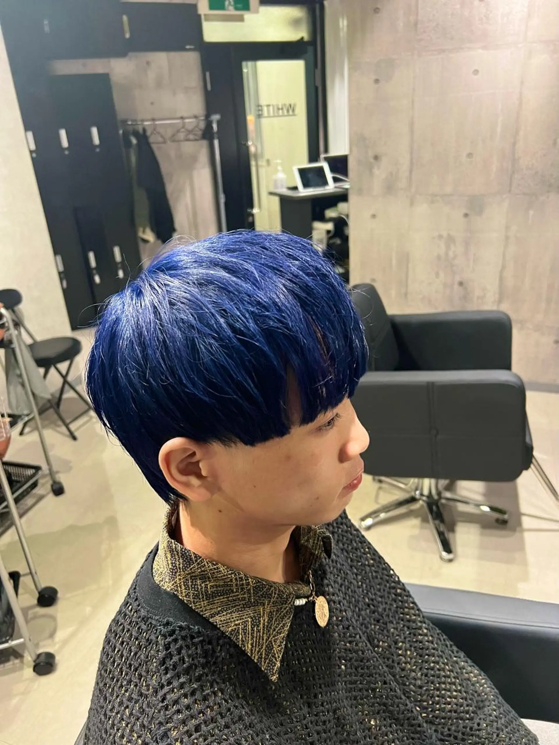 ショート カラー ヘアアレンジ メンズ ブルーカラー ネイビーカラー 髪質改善_WHITE RYUSUKEのヘアスタイル