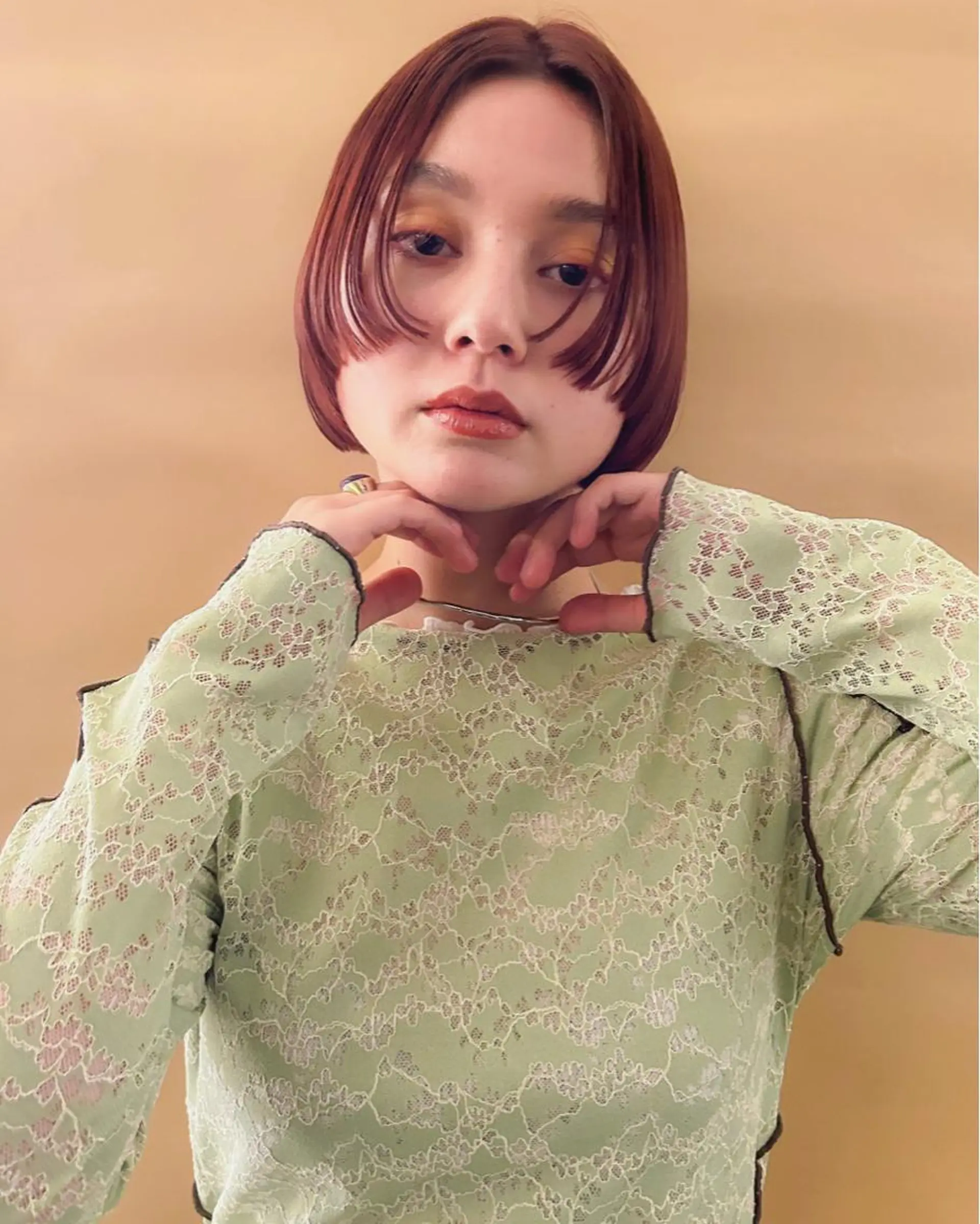 ショート カラー ブラウンカラー オレンジ オレンジブラウン ボブ カット ヘアカラー トリートメント Loom.所属・村上雅人 ナチュラルモードのヘアスタイル