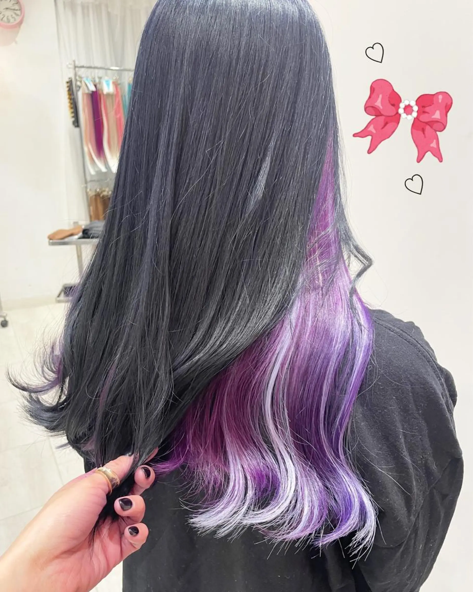 セミロング カラー シールエクステ インナーカラー ラベンダーカラー エクステ EMANON新宿東口所属・新宿駅近♡ ♡個室♡三都季🌜のヘアスタイル
