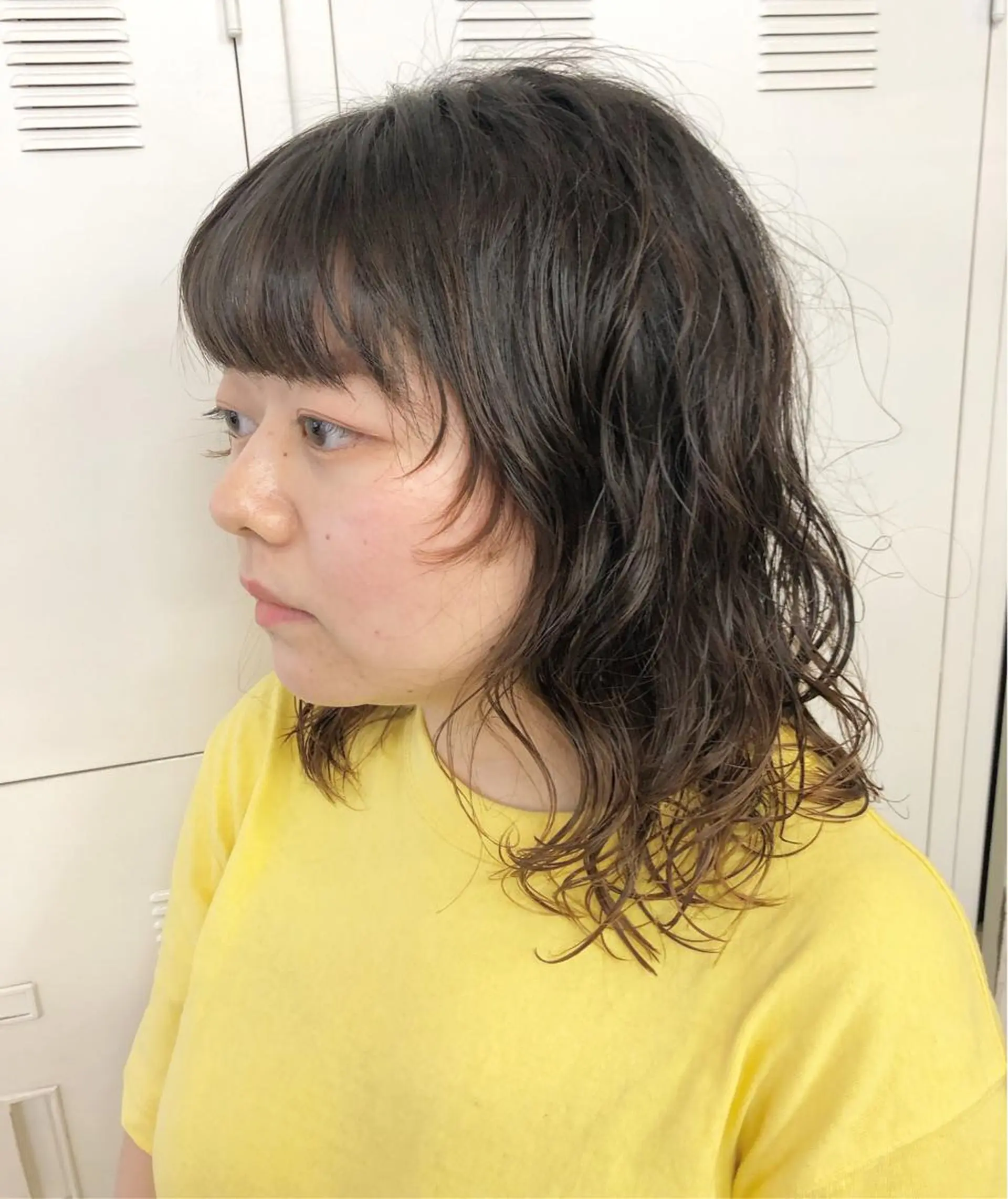 ミディアム パーマ クロスパーマ× 透明感カラー✂︎のヘアスタイル