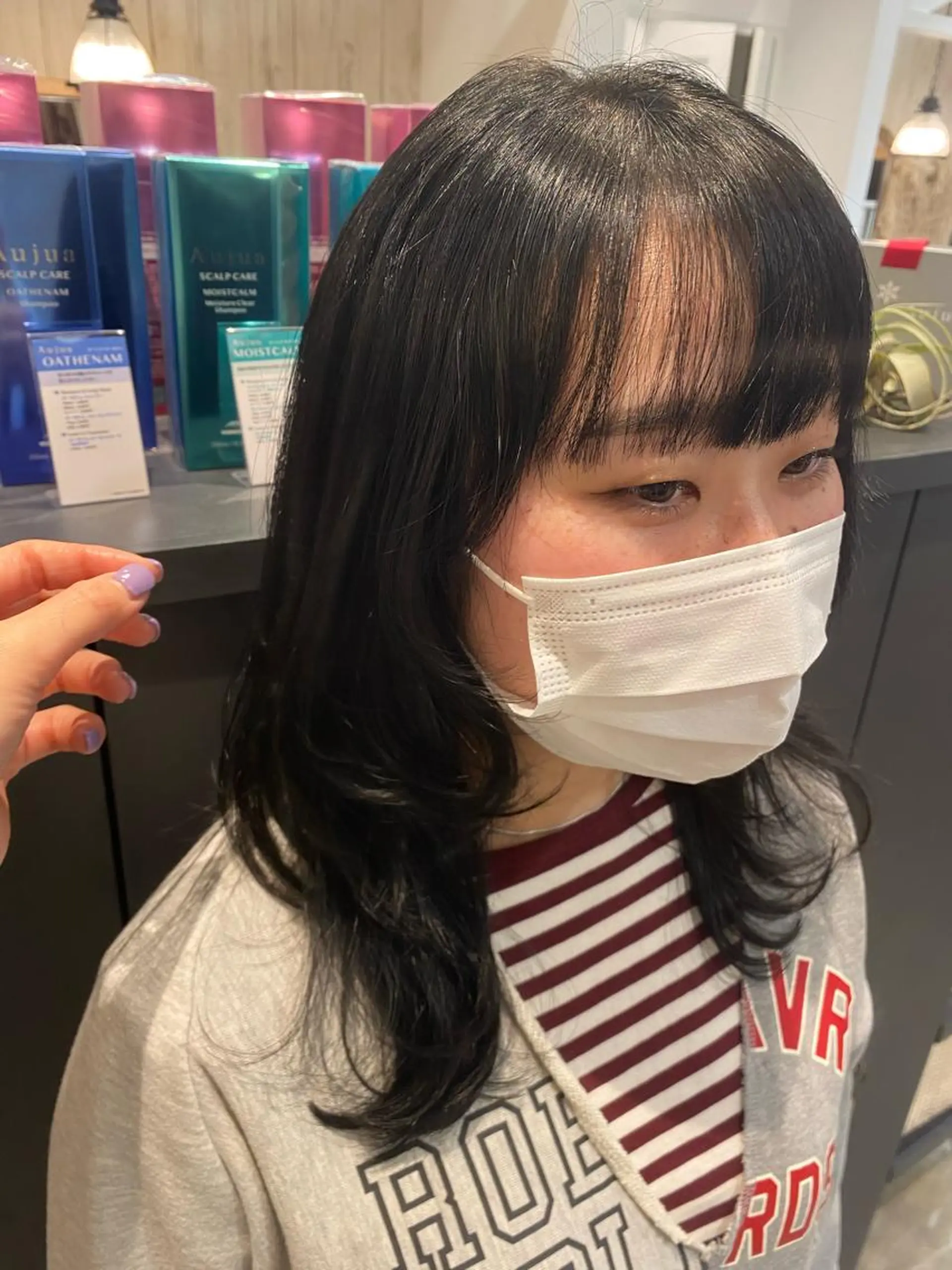 セミロング 縮毛矯正 柴田 枝利子のヘアスタイル