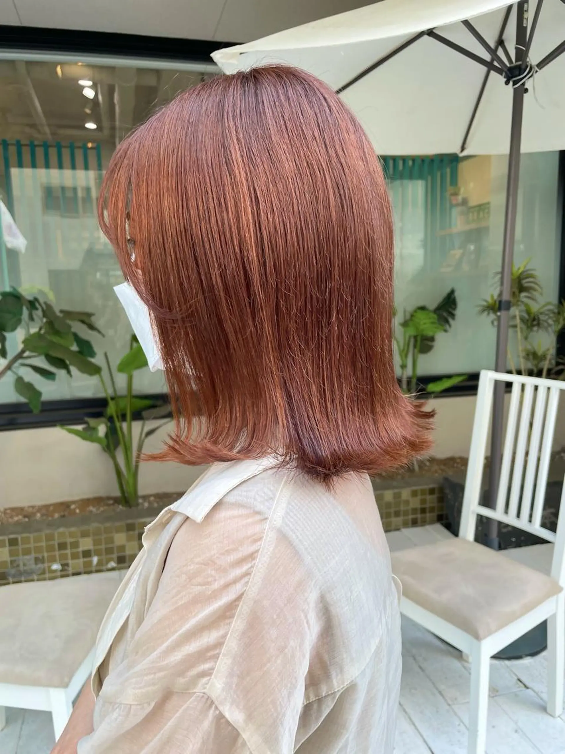 ミディアム カラー ベージュカラー オレンジ オレンジベージュ カット ヘアカラー トリートメント 佐藤 魁人のヘアスタイル