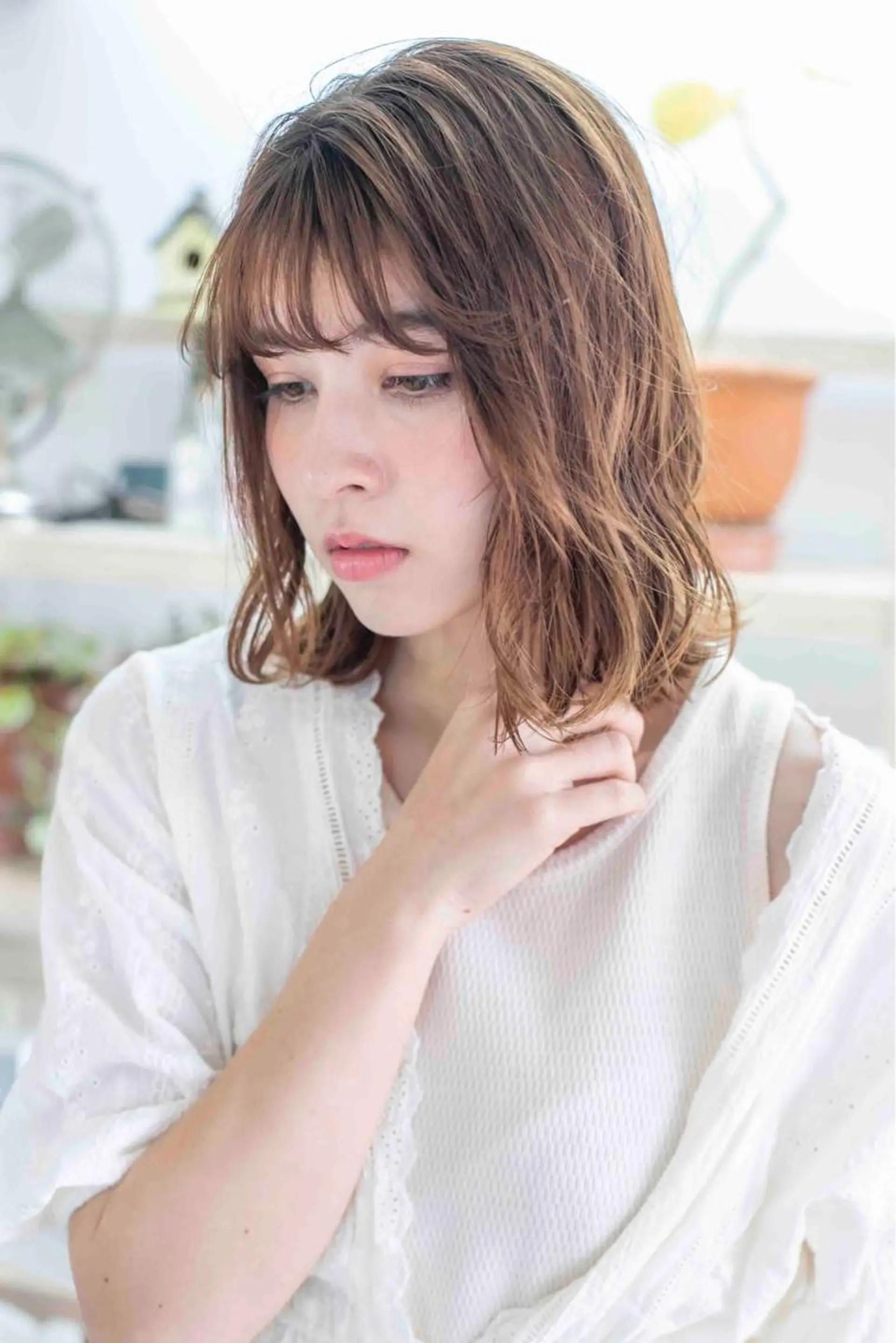 セミロング カラー ベージュカラー ブリーチ指名 NO1🌈SAKIのヘアスタイル