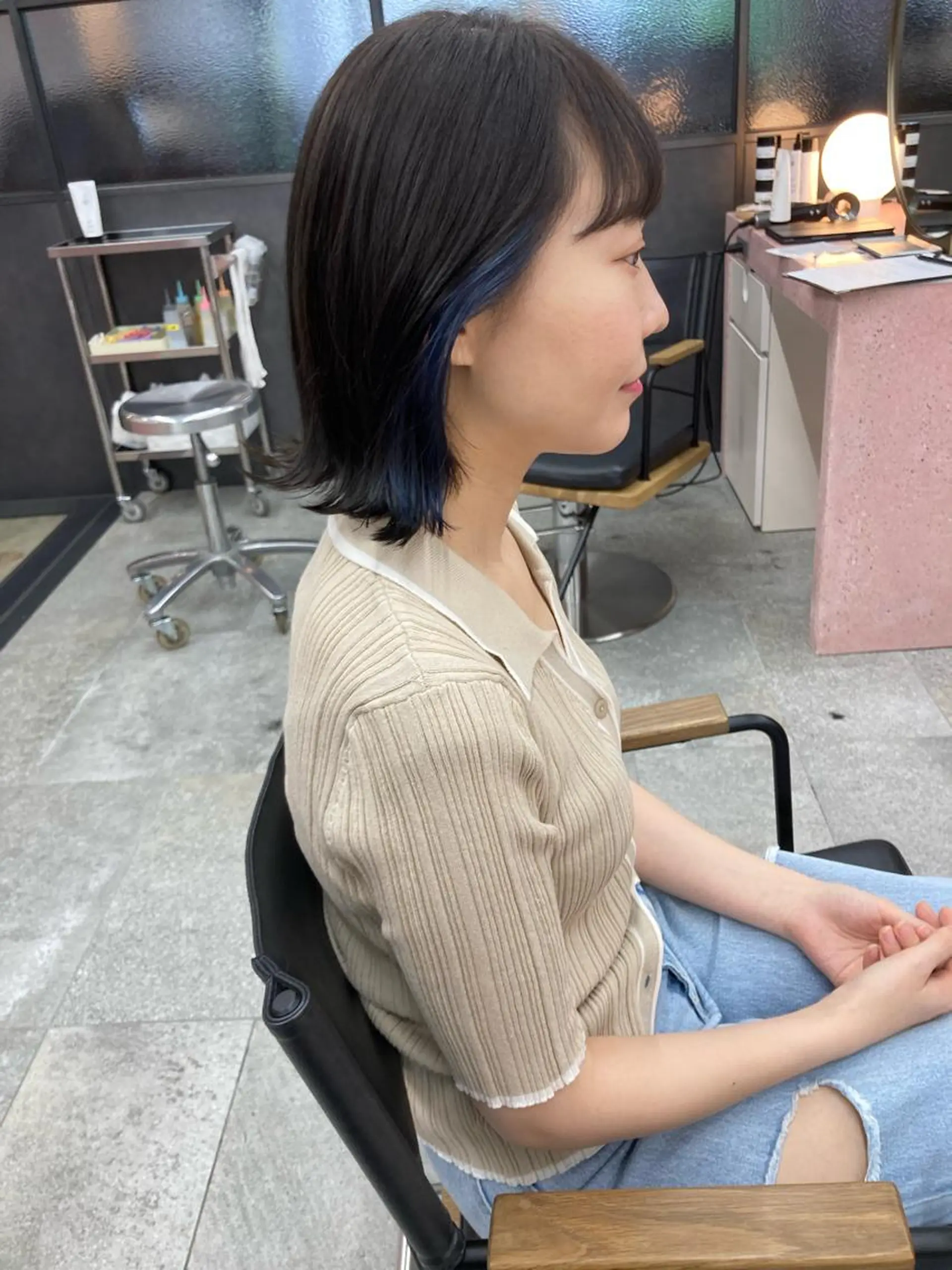 ミディアム カラー ブルーカラー カット ヘアカラー 小木曽智美 /ボブ/ショートのヘアスタイル