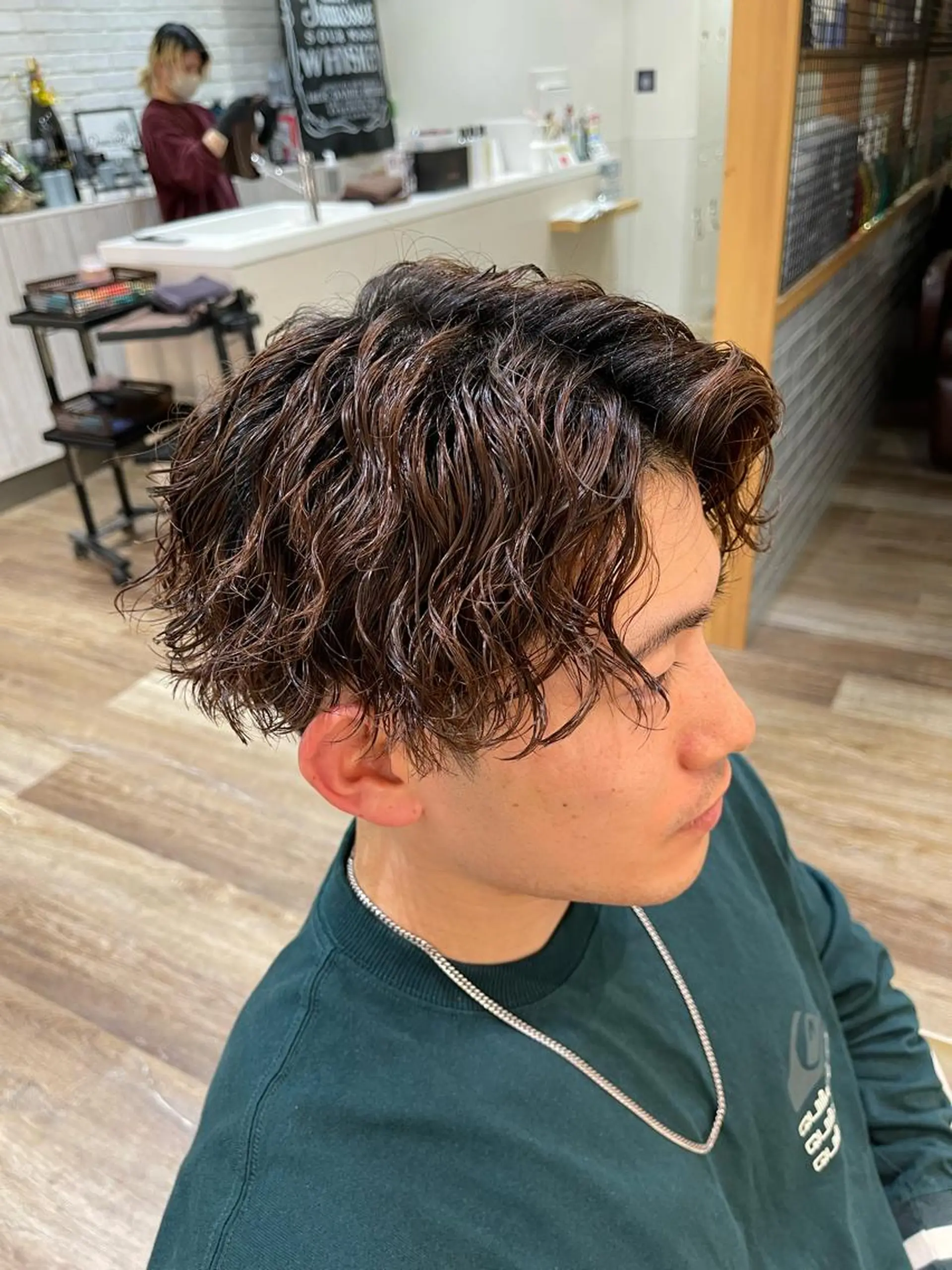 ミディアム パーマ メンズ カット ヘアカラー パーマ メンズパーマ 北原寿樹のヘアスタイル