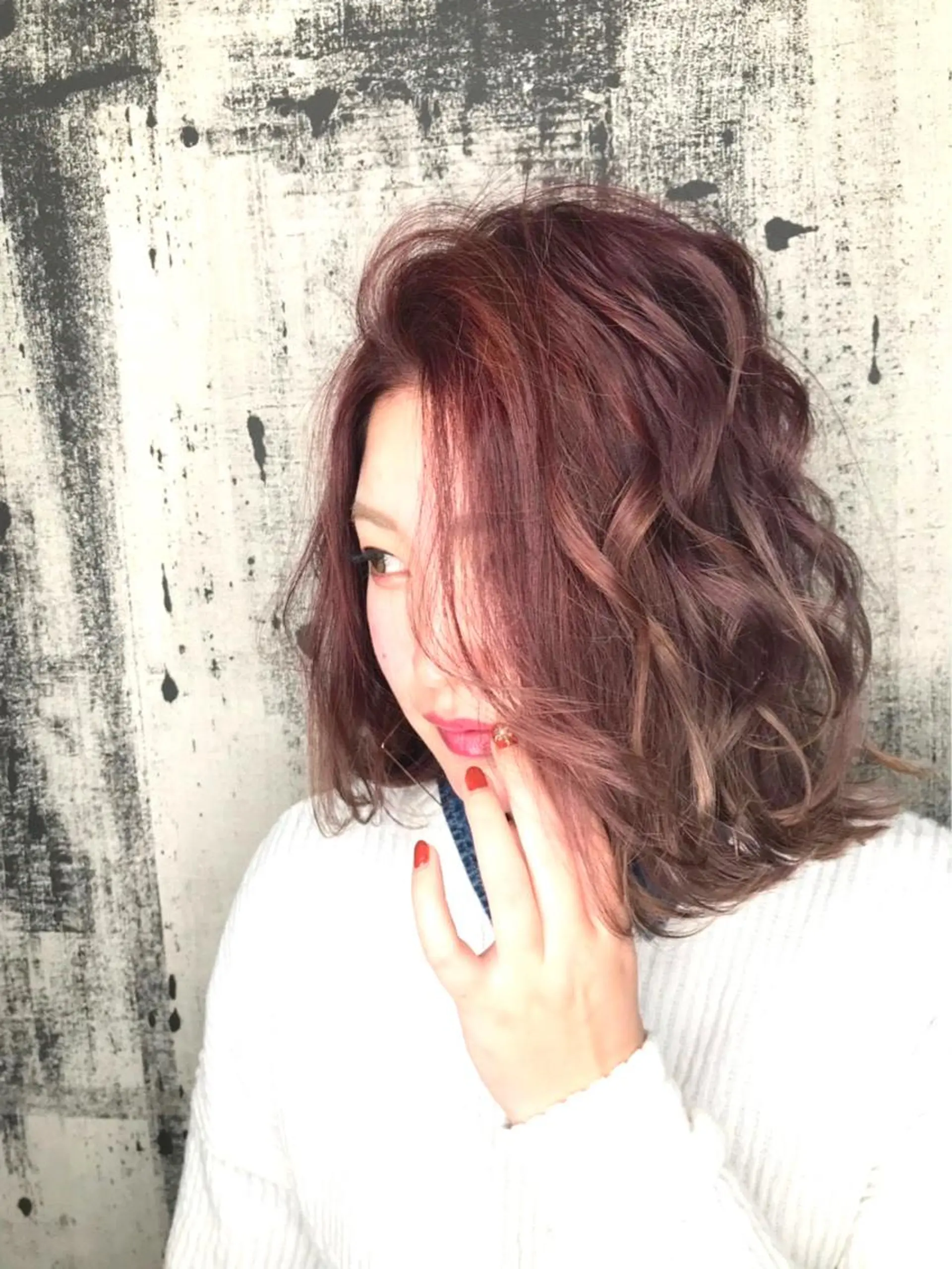 ミディアム カラー レッドカラー パーマ美容師 /小泉賢徒のヘアスタイル