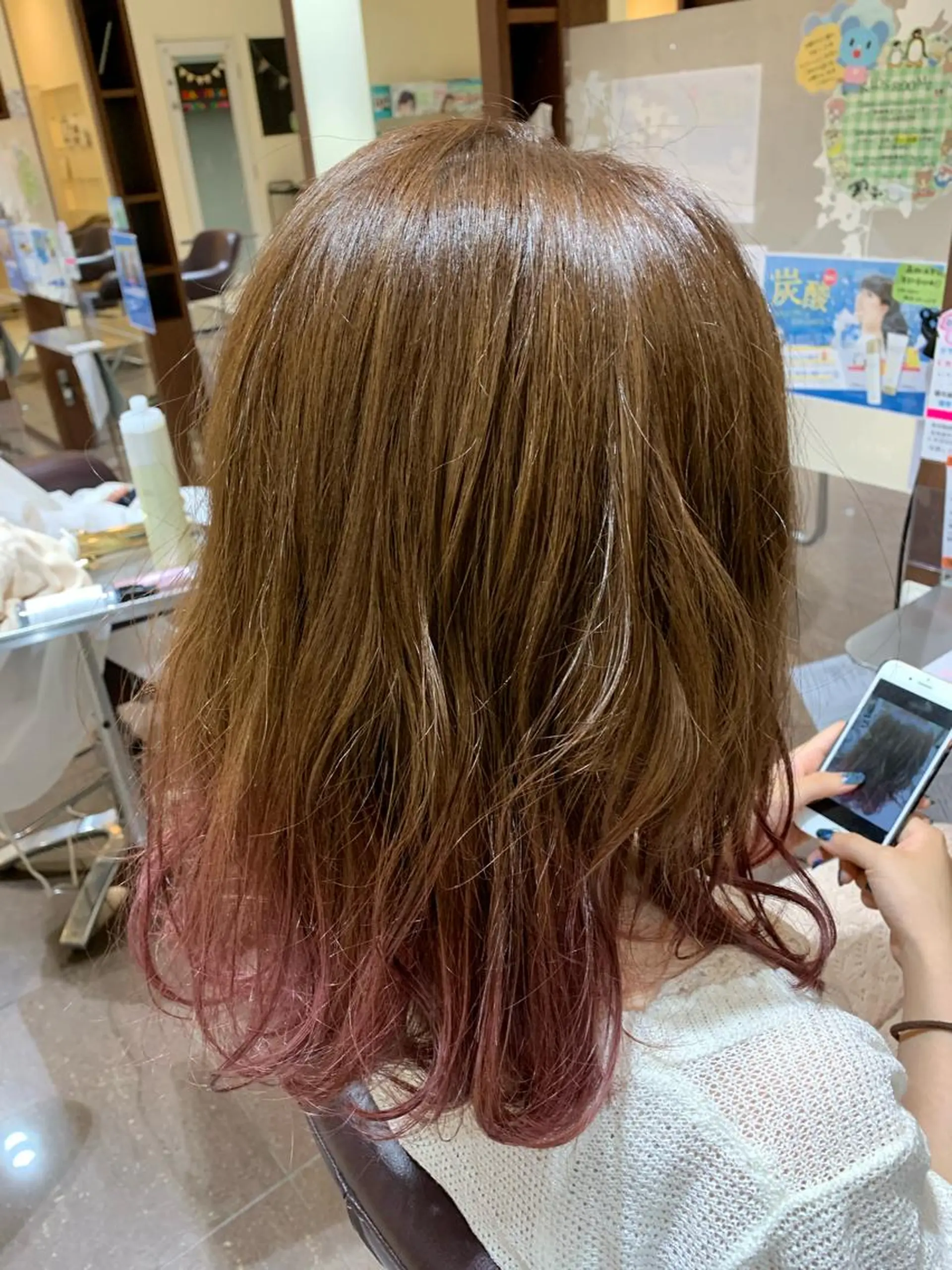 セミロング カラー ブリーチ ピンクカラー 透明感/ブリーチ縮毛 /髪質改善/星野純一のヘアスタイル