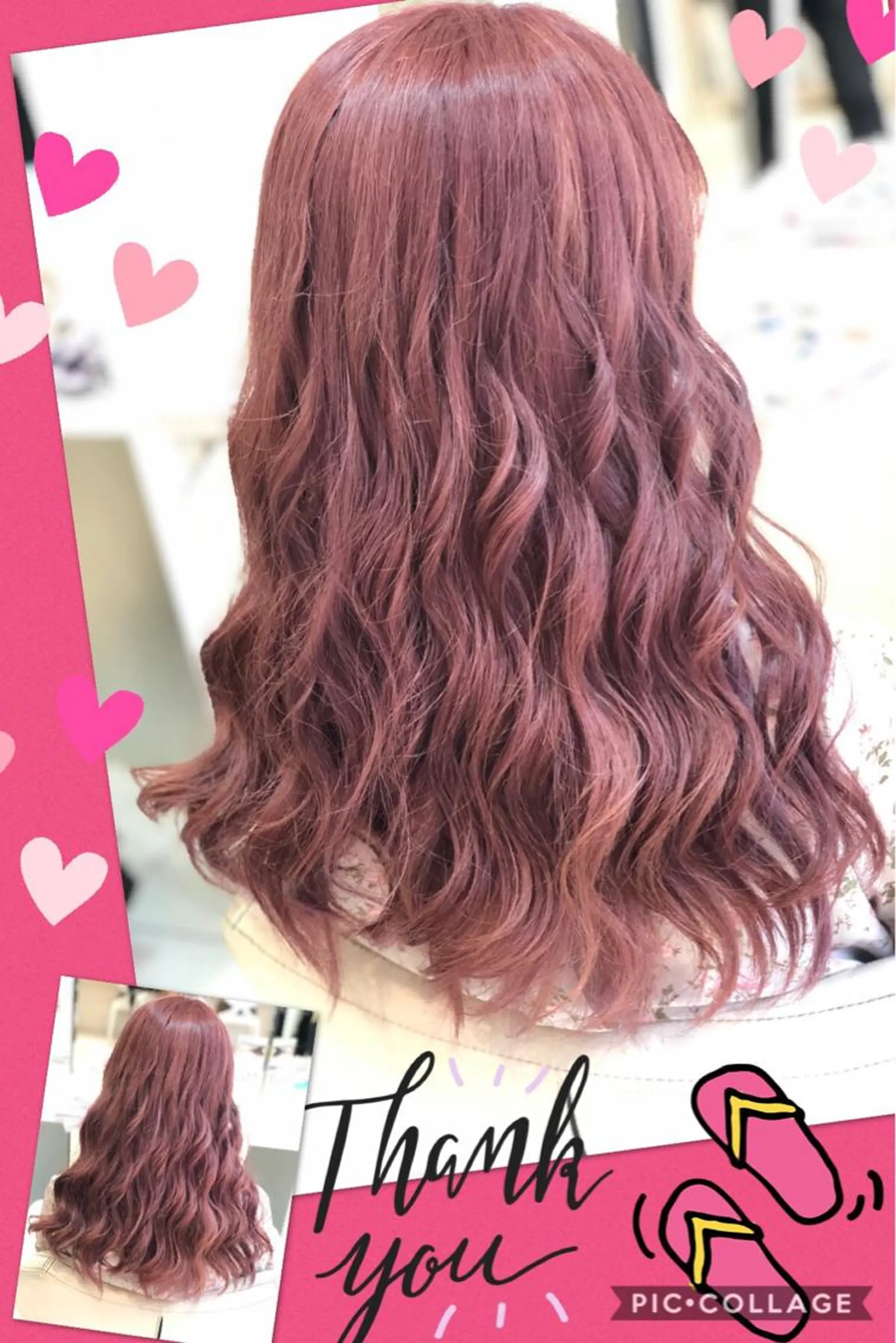 ロング カラー ブリーチ ケアブリーチ イルミナカラー ピンクカラー ピンクパープル 永島 桜のヘアスタイル
