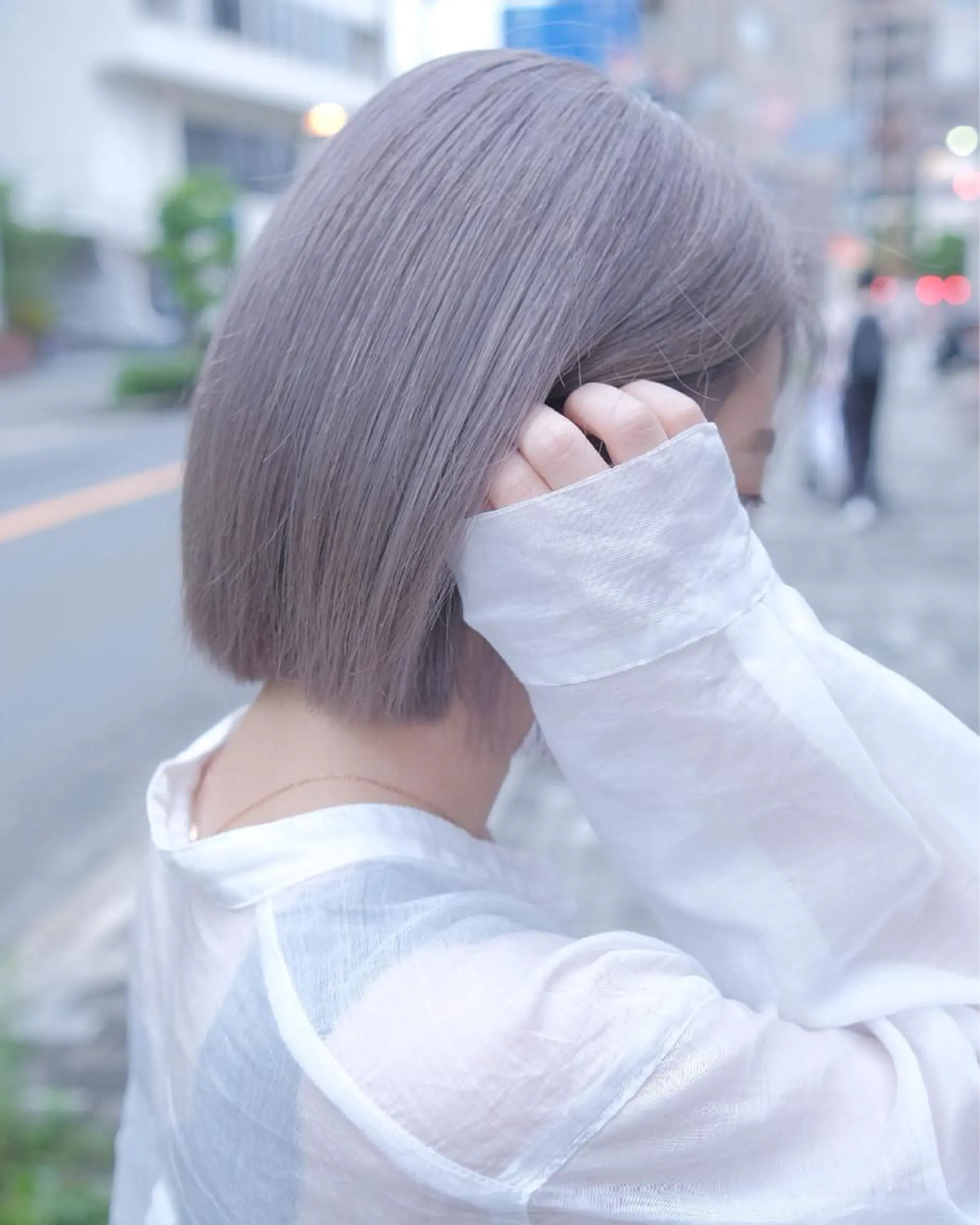 ミディアム カラー ヘアアレンジ ブリーチ ハイトーンカラー ボブ ヘアカラー トリートメント 竹内啓太 ボブのヘアスタイル