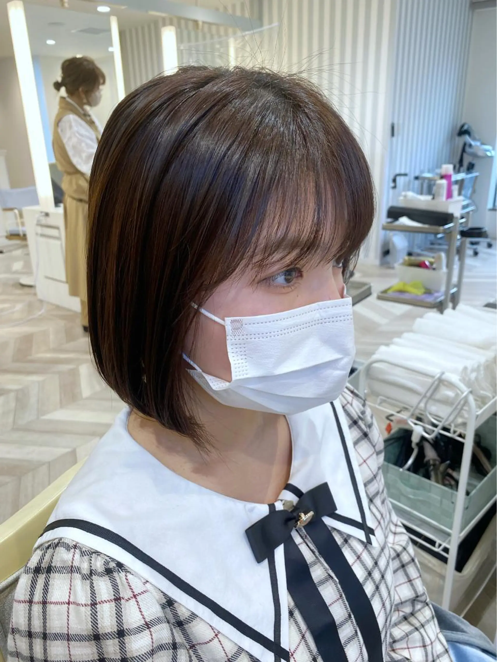 ショート ボブ 髪質改善 トリートメント ベージュ/インナー カラー🤍Rieのヘアスタイル
