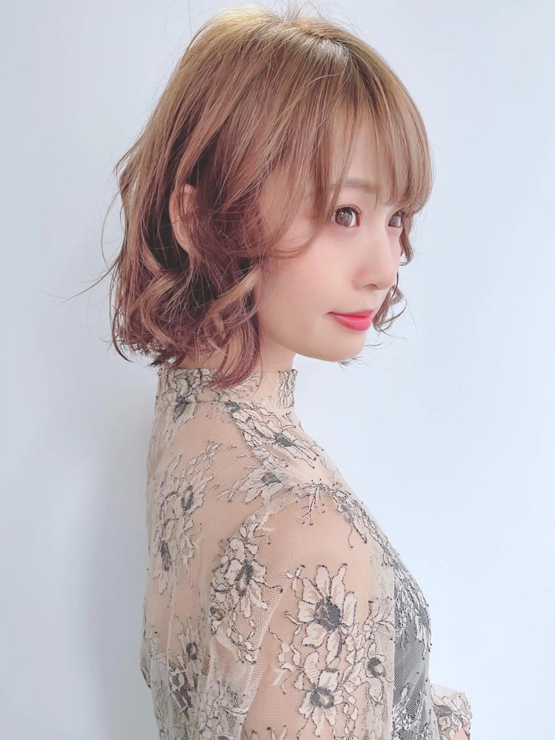 ミディアム カラー パーマ ヘアアレンジ 美髪矯正 Rioのヘアスタイル