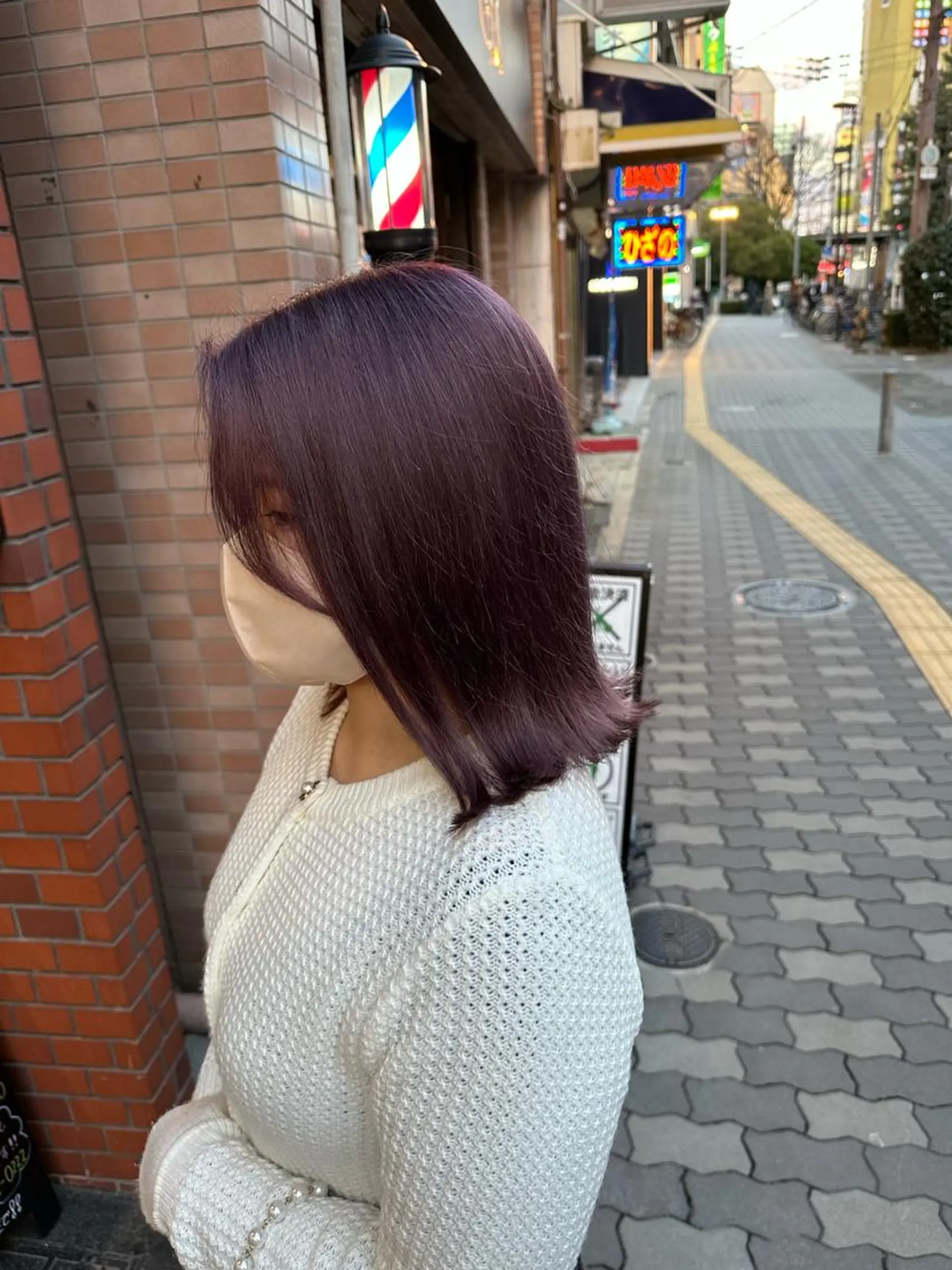ミディアム カラー ラベンダーカラー 上田 紗也のヘアスタイル