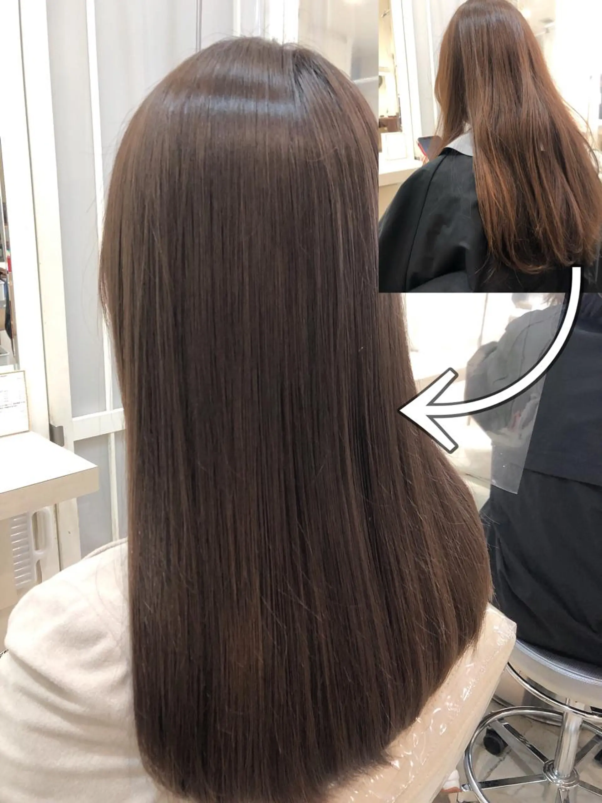 ロング パーマ 髪質改善 酸性ストレート ストレートパーマ カット 縮毛矯正 トリートメント 須賀 一美のヘアスタイル