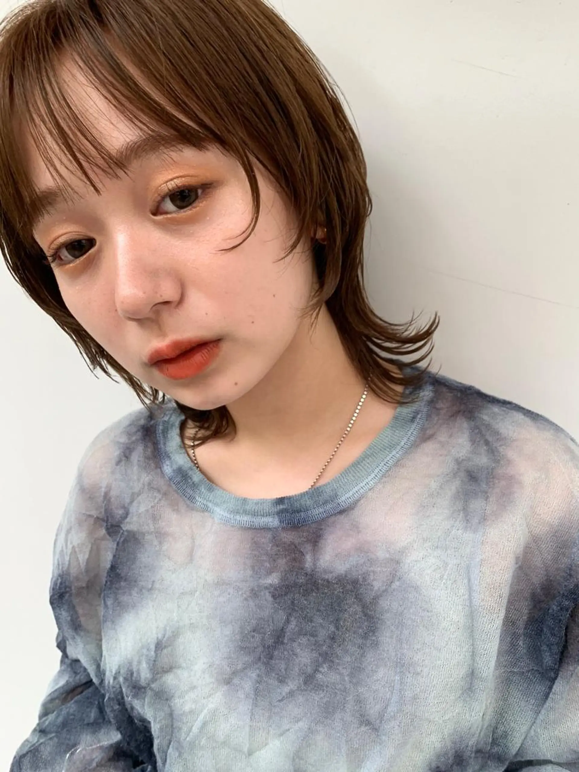 ミディアム ショートボブ ミディアムパーマ ボブ エギョモリ 天使の羽バング・フェザーバング カット ヘアカラー トリートメント CEINE+ officialのヘアスタイル