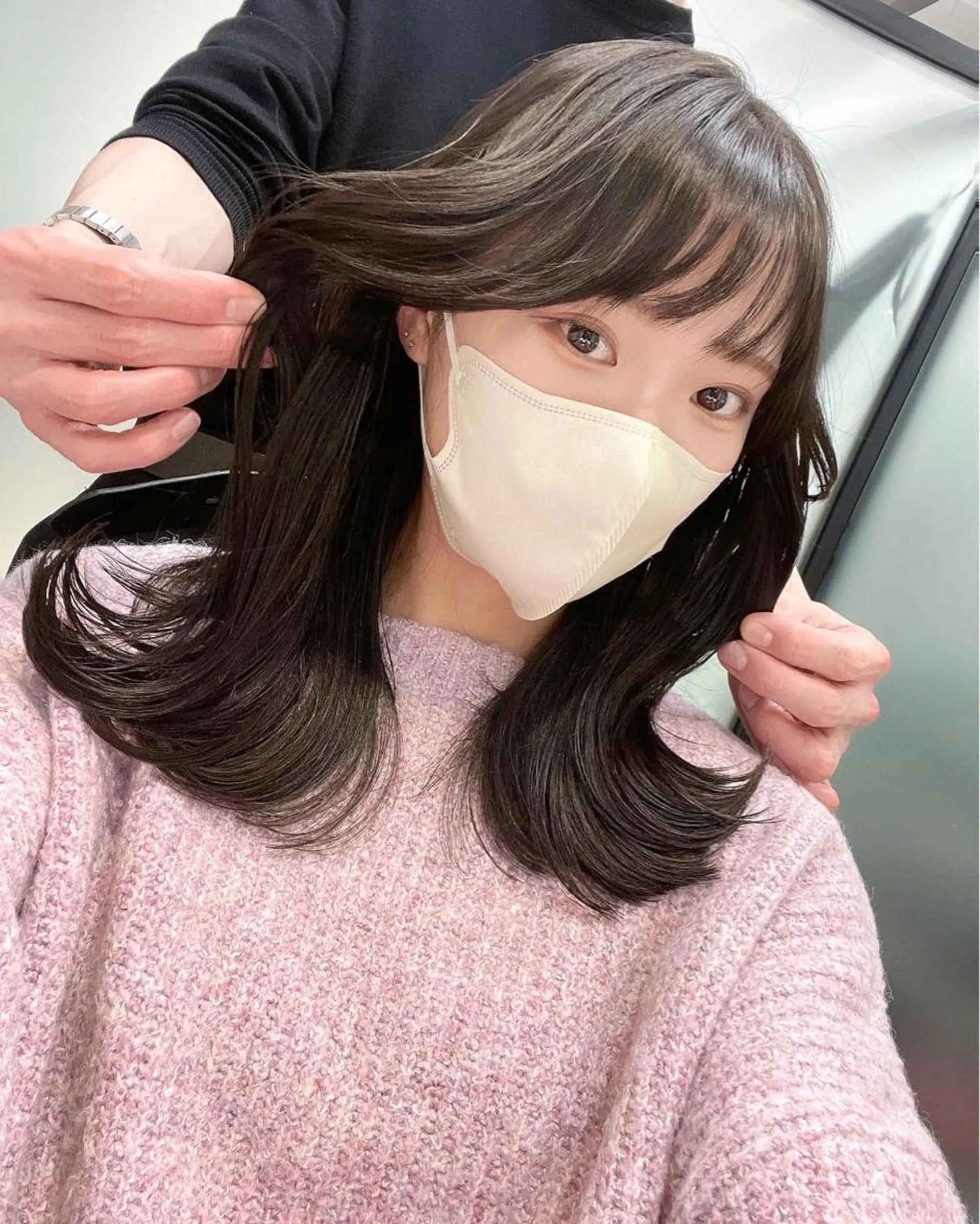 セミロング くびれヘア レイヤーカット カット ヘアカラー トリートメント 韓国レイヤーカット 髪質改善▫️水野有真のヘアスタイル