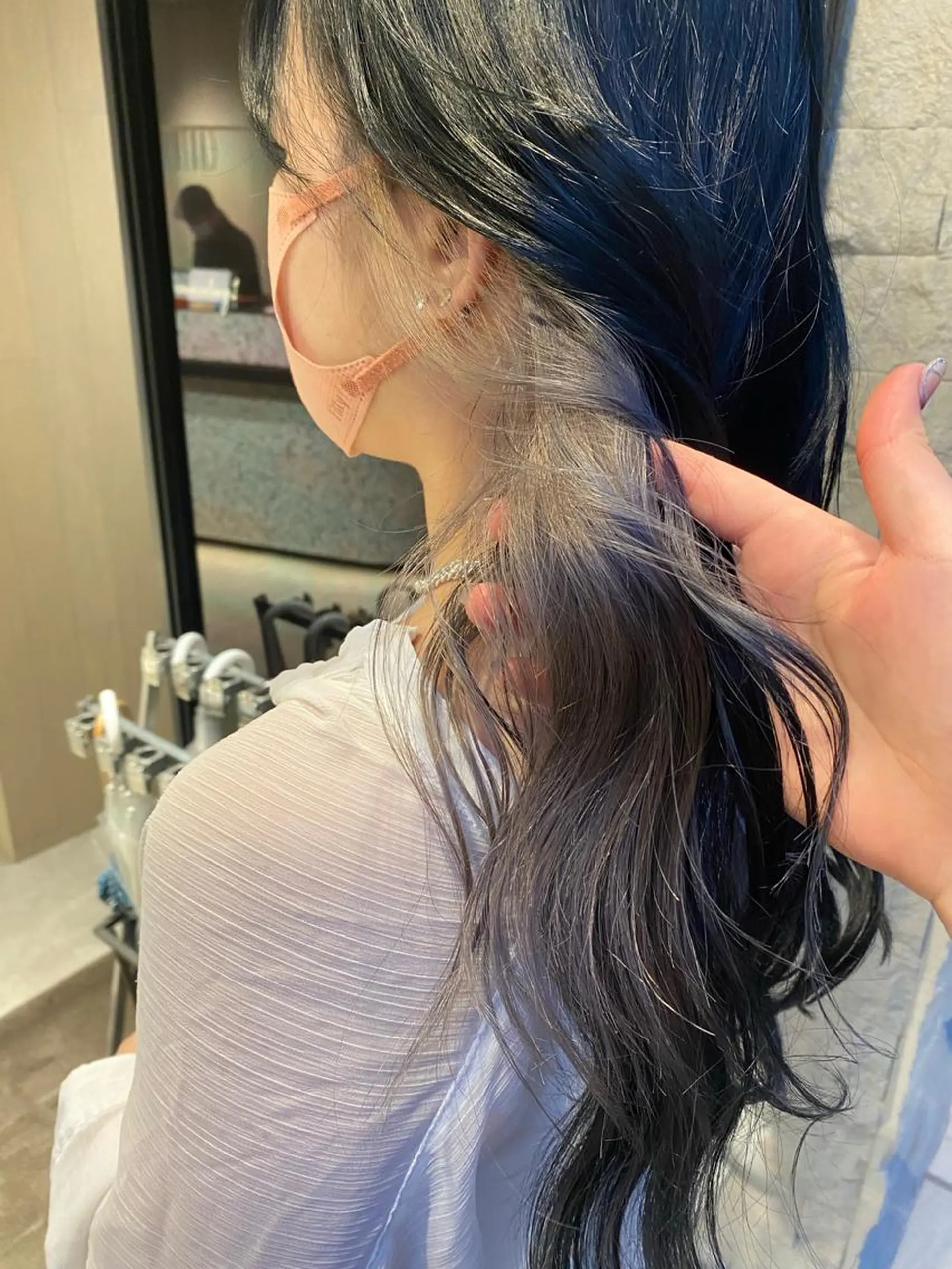 セミロング カラー ヘアアレンジ ベージュカラー ブリーチ シルバー 🌙レイヤー,韓国 ヘア🌙harukaのヘアスタイル