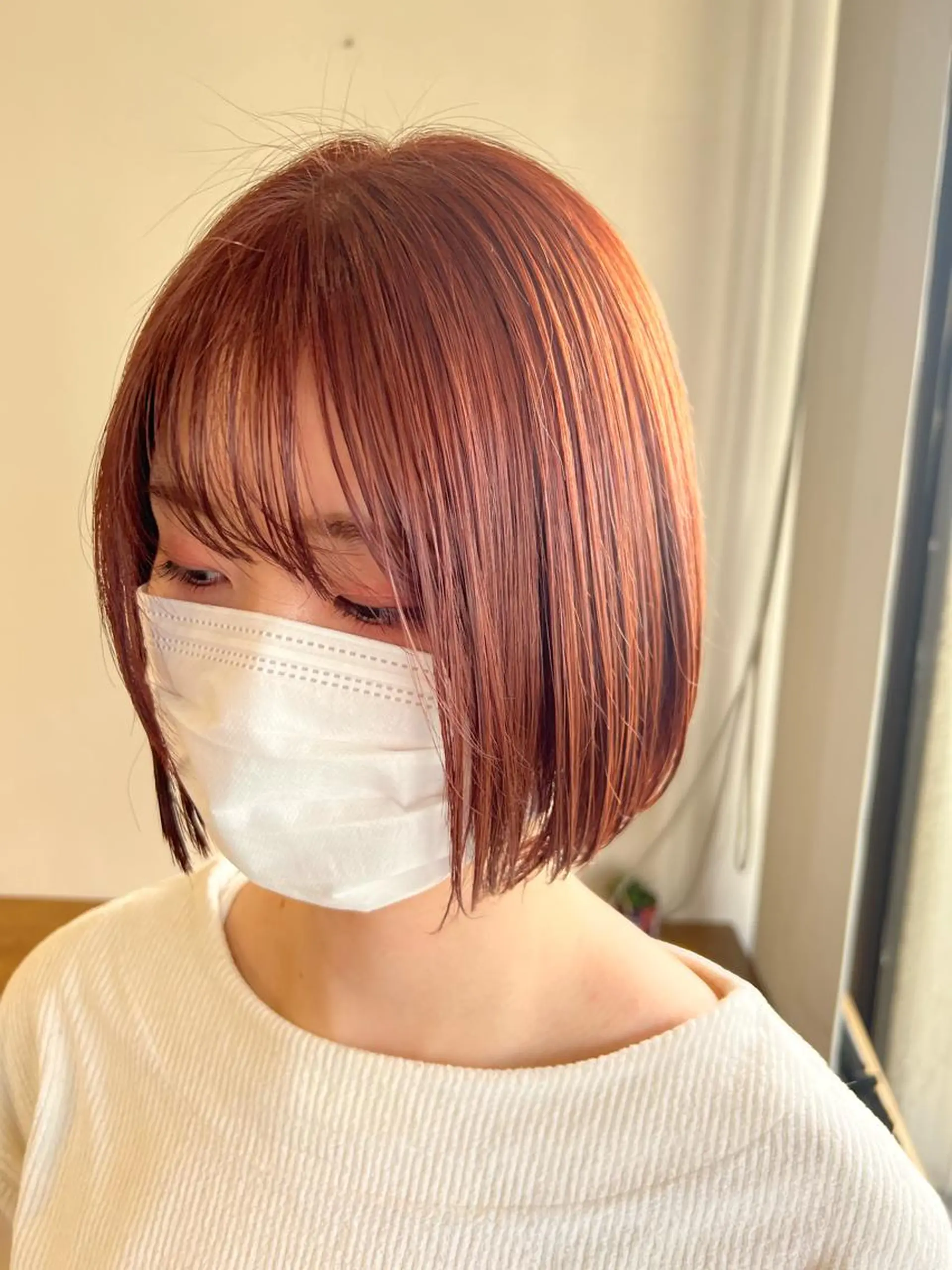 ショート カラー ヘアアレンジ オレンジ ヘアカラー トリートメント ヘアセット 金子 廉のヘアスタイル