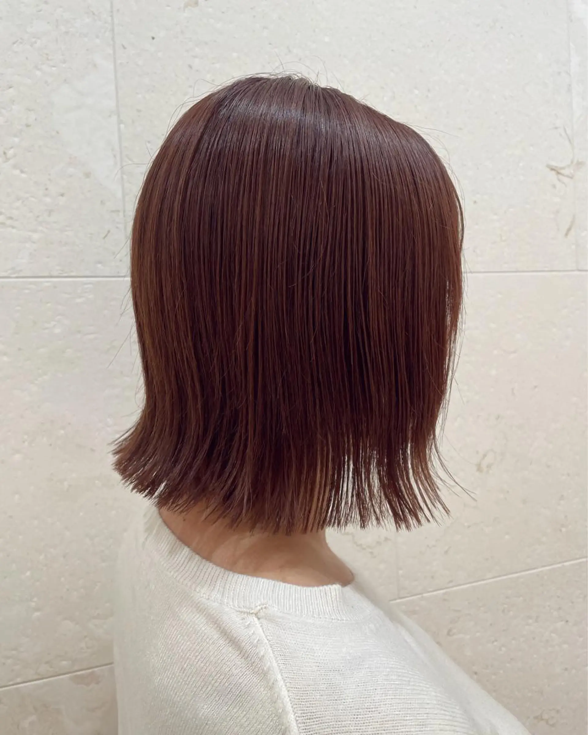 ミディアム カラー ブリーチ ブラウンカラー ピンクカラー ピンクブラウン 斉藤 貴也のヘアスタイル