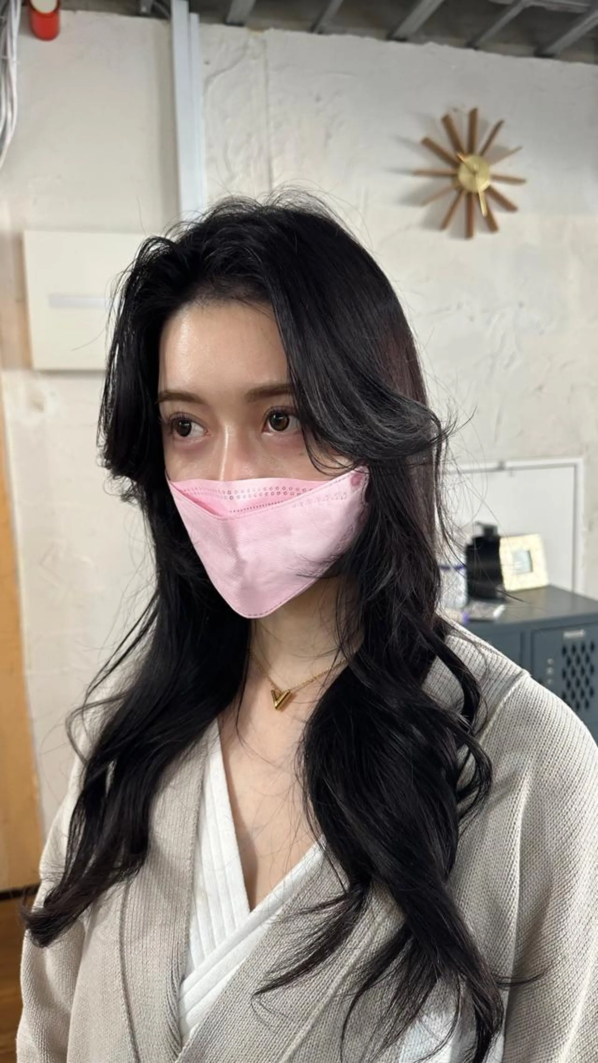 ロング カラー 切りっぱなしボブ ショートボブ バレイヤージュ ベージュカラー 黒髪 カット ヘアカラー トリートメント フリーランス所属・韓国ヘア レイヤー くびれヘアMATSUのヘアスタイル