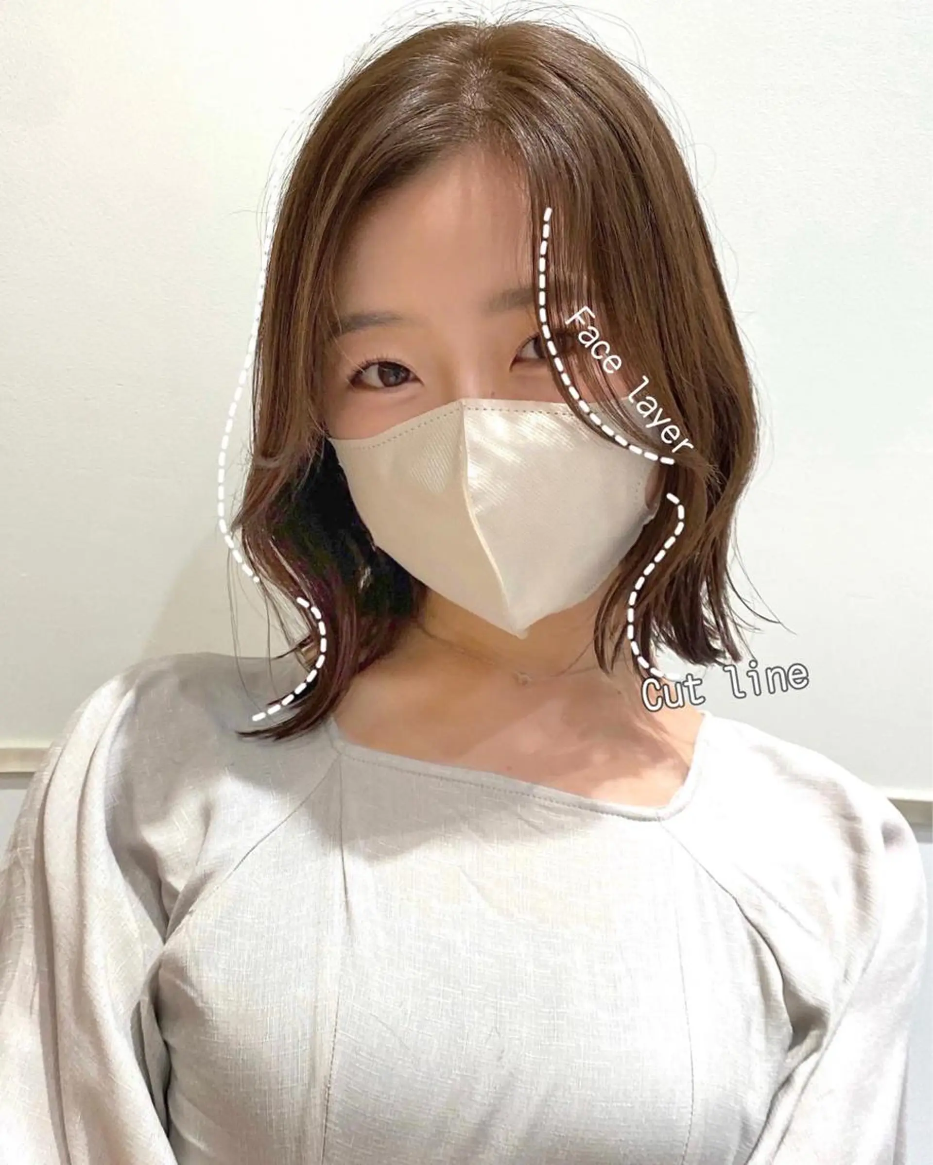 ミディアム カラー パーマ ヘアアレンジ カット ヘアカラー トリートメント ヘアセット 小野寺瑞希 /最小顔カットのヘアスタイル