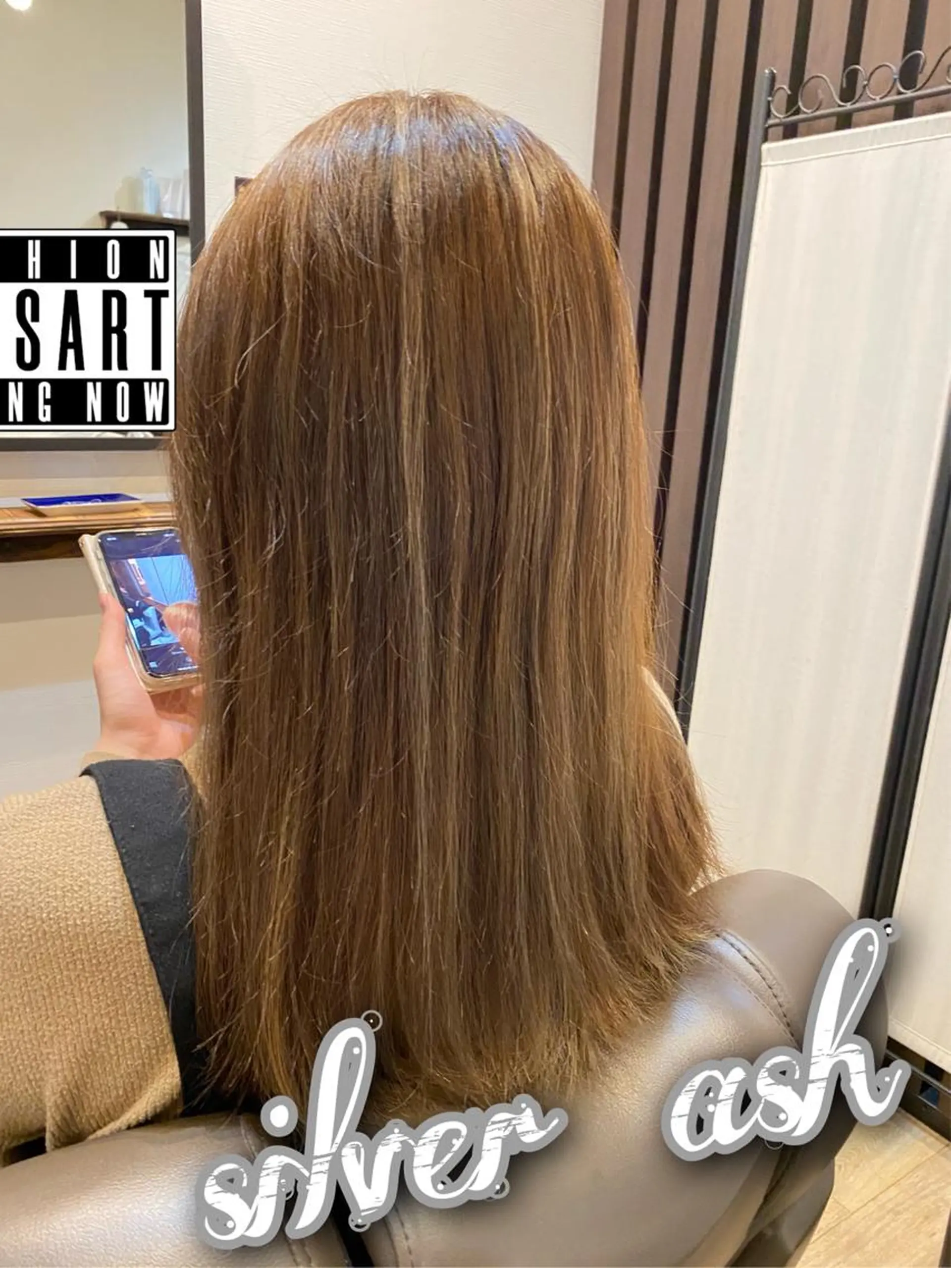 セミロング カラー アッシュ ハイライトカラー ハイライト RIRŪA所属・プルシールエクステ ちゃきのヘアスタイル