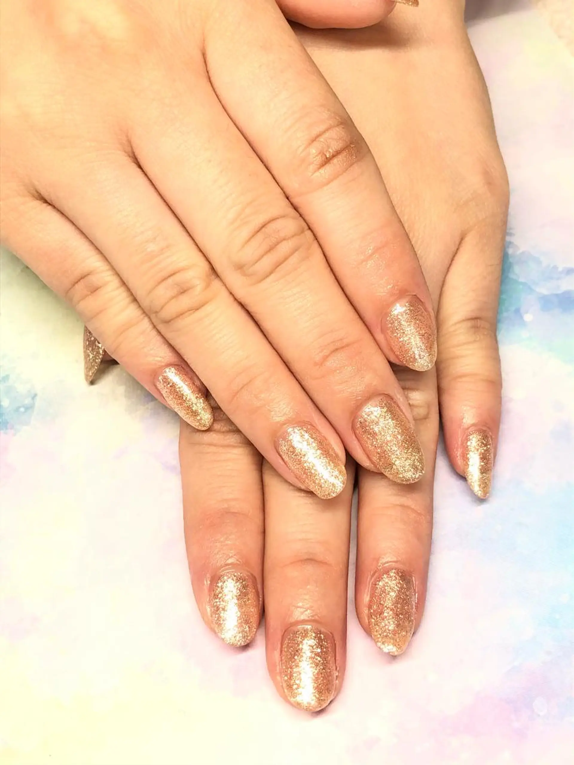ネイル クリアネイル キラキラネイル ラメ(グリッター) オレンジ Mirei NAIL 金児のネイルデザイン