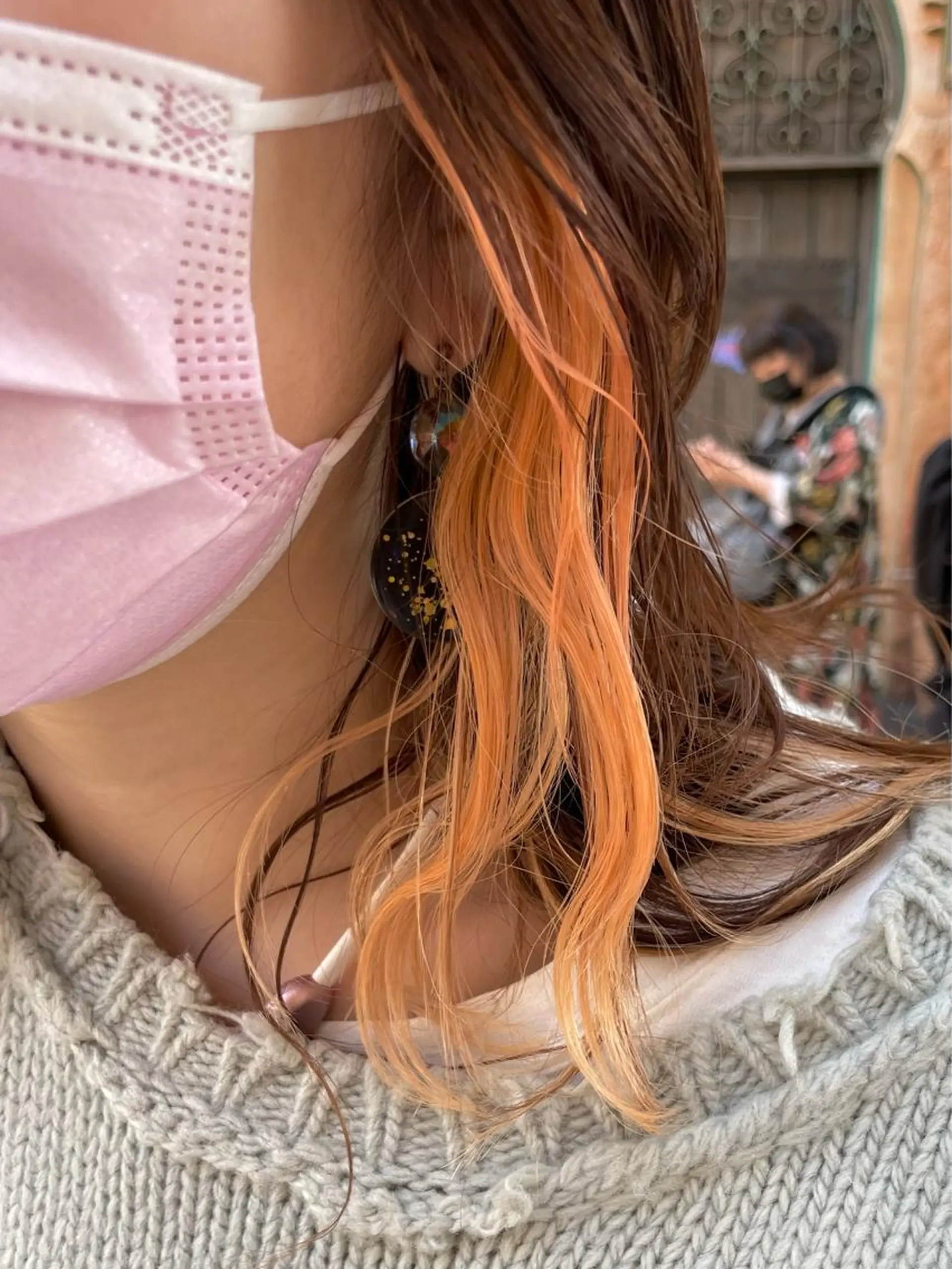 ミディアム カラー インナーカラー オレンジ ヘアカラー ✨カラー支持No.1 🧸ワキ カナコ🧸のヘアスタイル