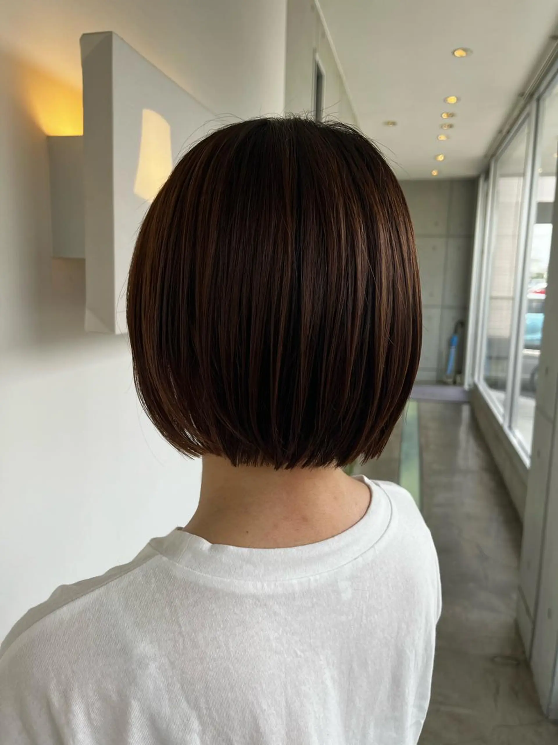 ミディアム ボブ カット 縮毛矯正 sharon所属・おせ ちさとのヘアスタイル