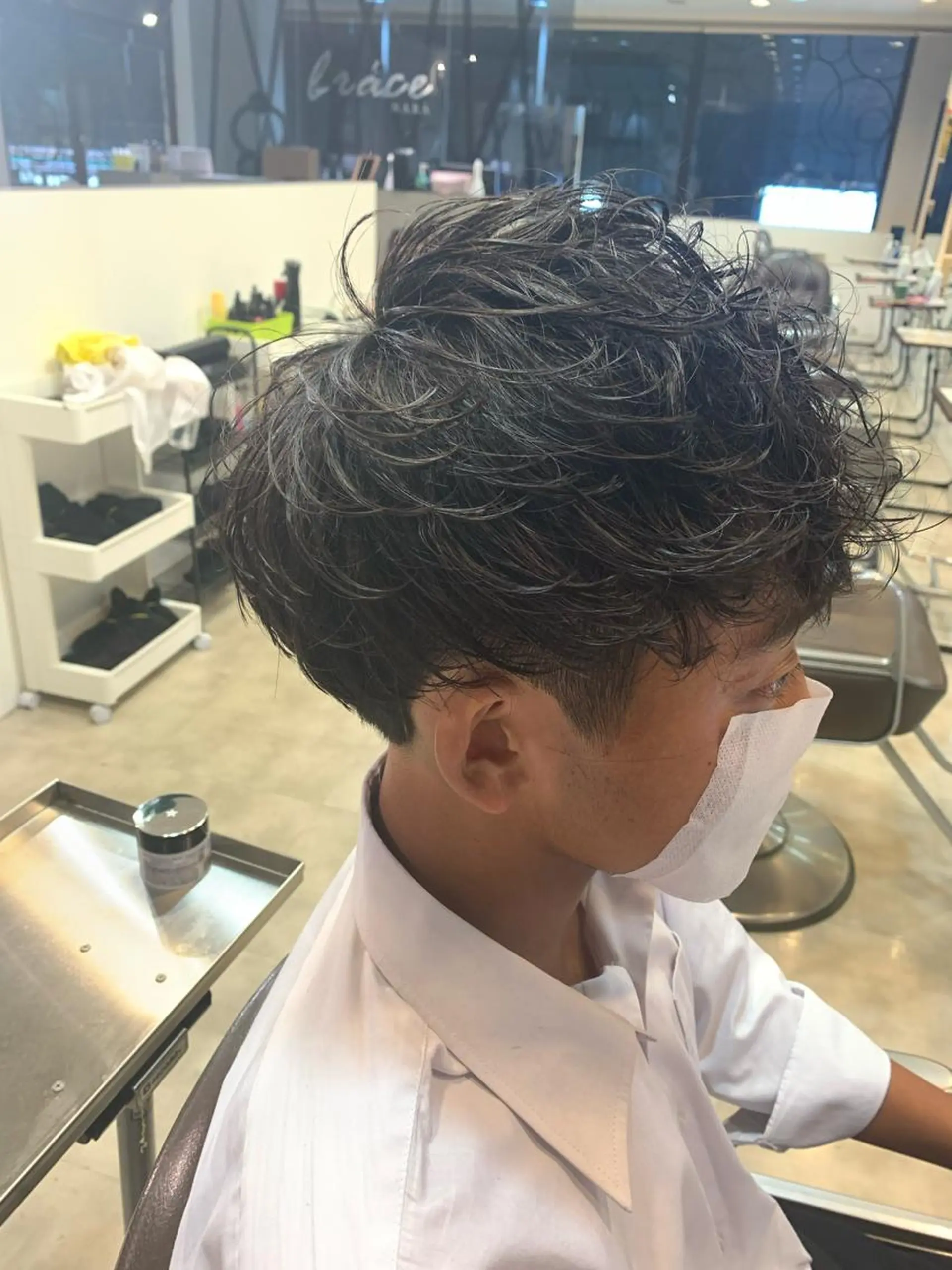 ミディアム メンズパーマ/難波/ 心斎橋　室園亮佑のヘアスタイル