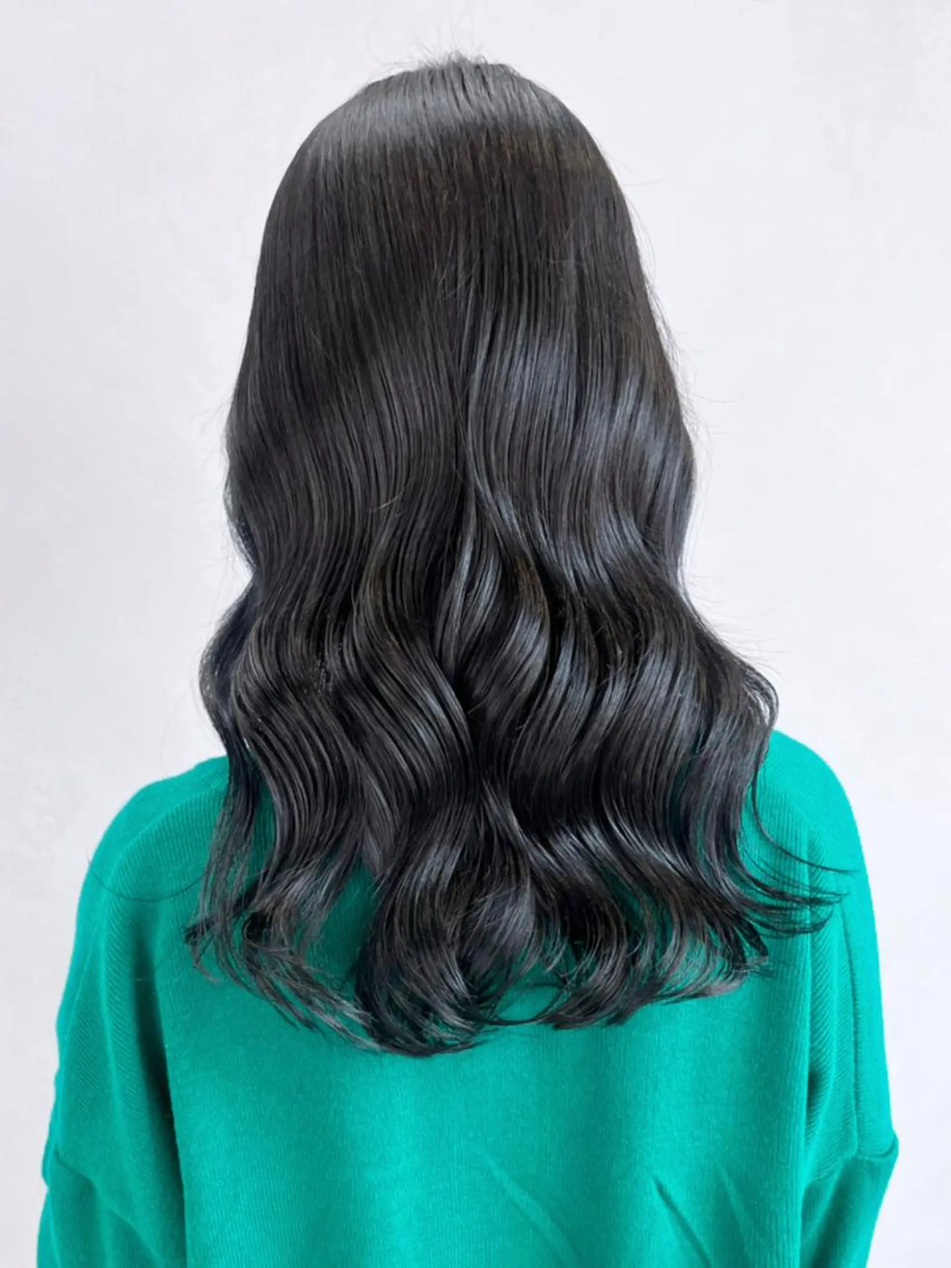 ロング ヘアアレンジ パーマ カラー 黒髪 ブルーカラー ブルーブラック ITbyALBUM 藤沢店のヘアスタイル