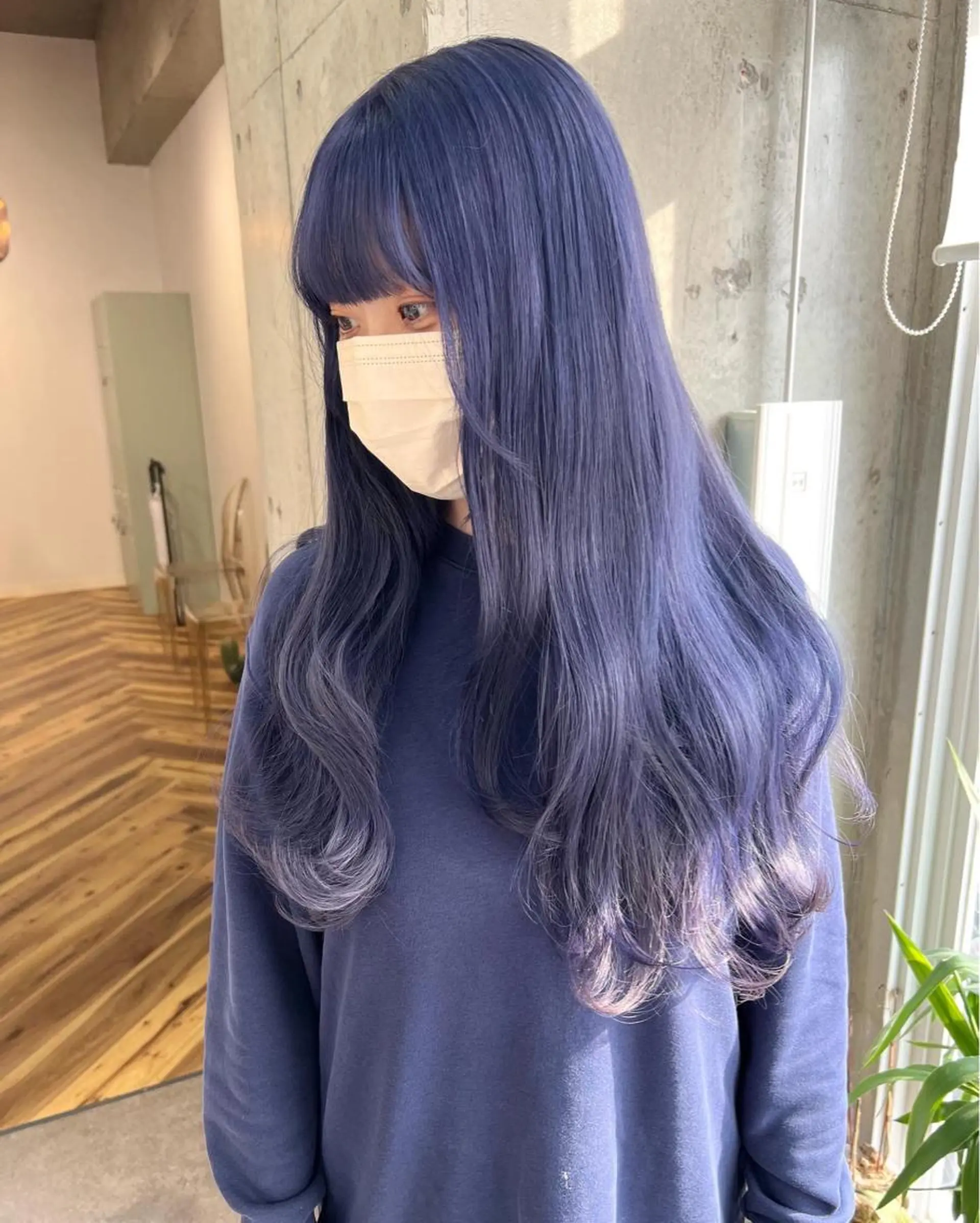 ロング カラー バレイヤージュ ブリーチ ブルーカラー ケアブリーチ ハイライトカラー ヘアカラー トリートメント lani 天神大名/ブリーチのヘアスタイル