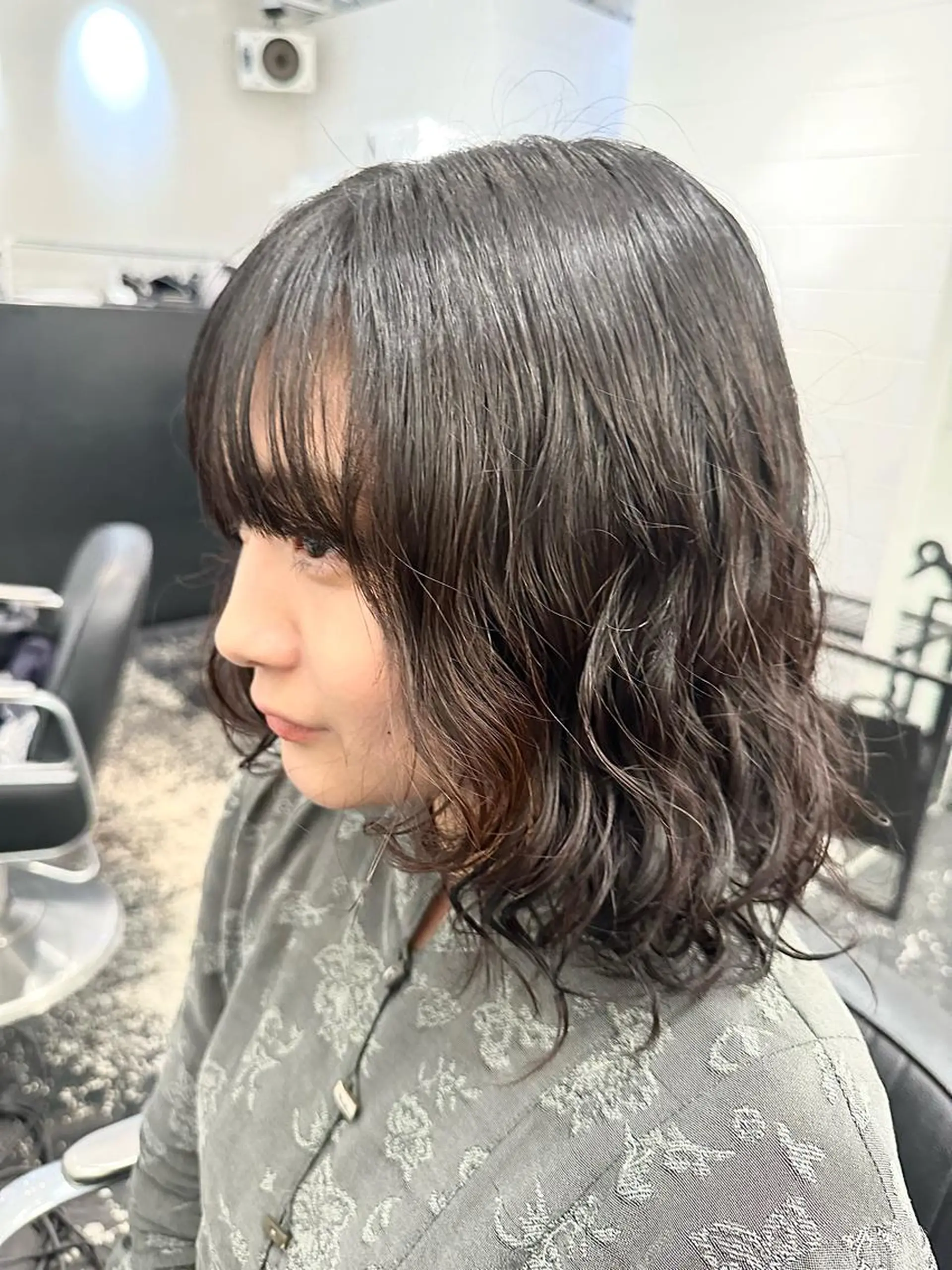 ミディアム パーマ カット ヘアカラー パーマ 🎀ツヤ髪韓国網紅 ヘアミカ🎀のヘアスタイル