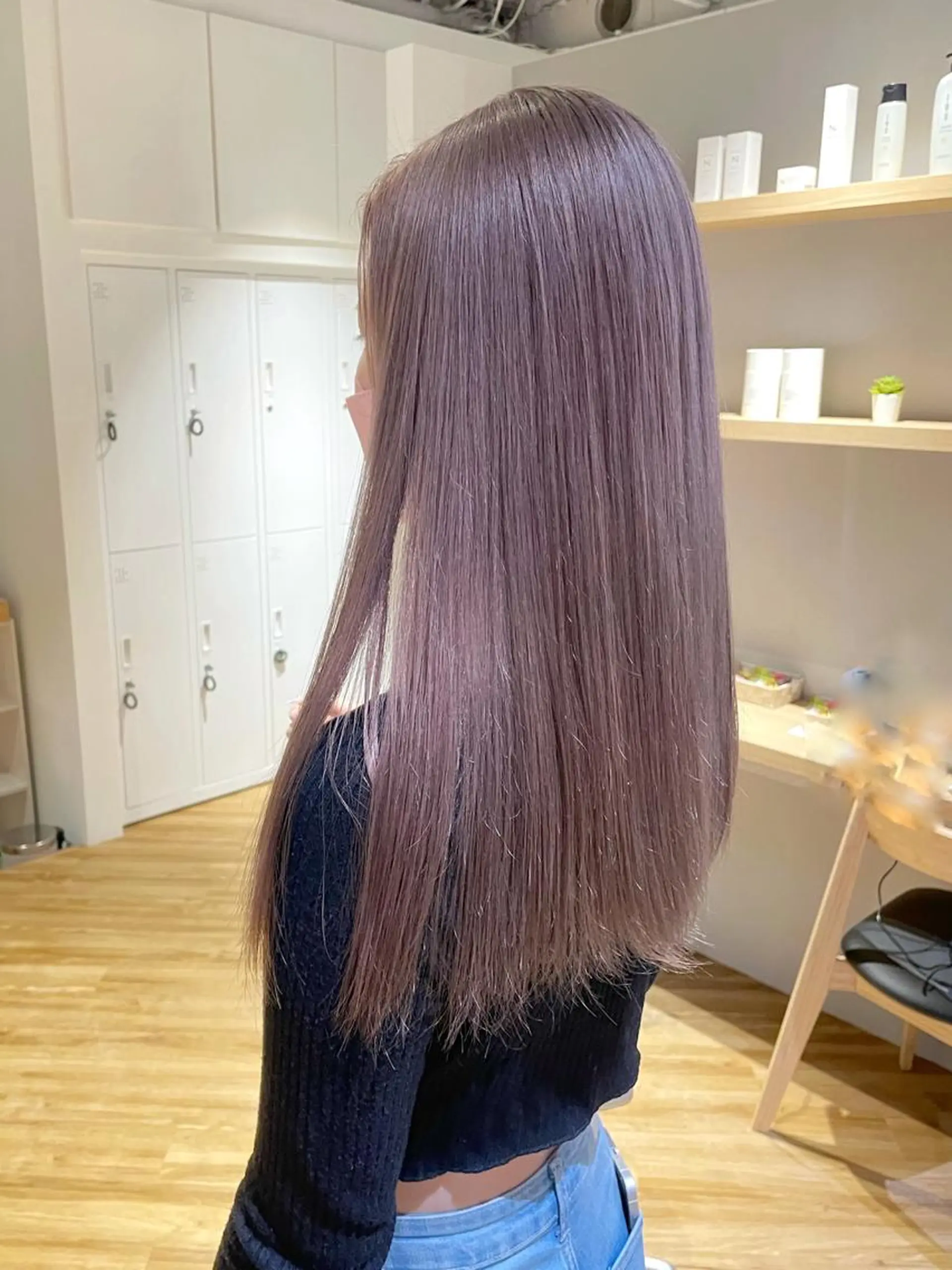 ロング カラー ブリーチ グレージュ ラベンダーカラー ラベンダーグレージュ ラベンダーグレー 杉村 未来のヘアスタイル