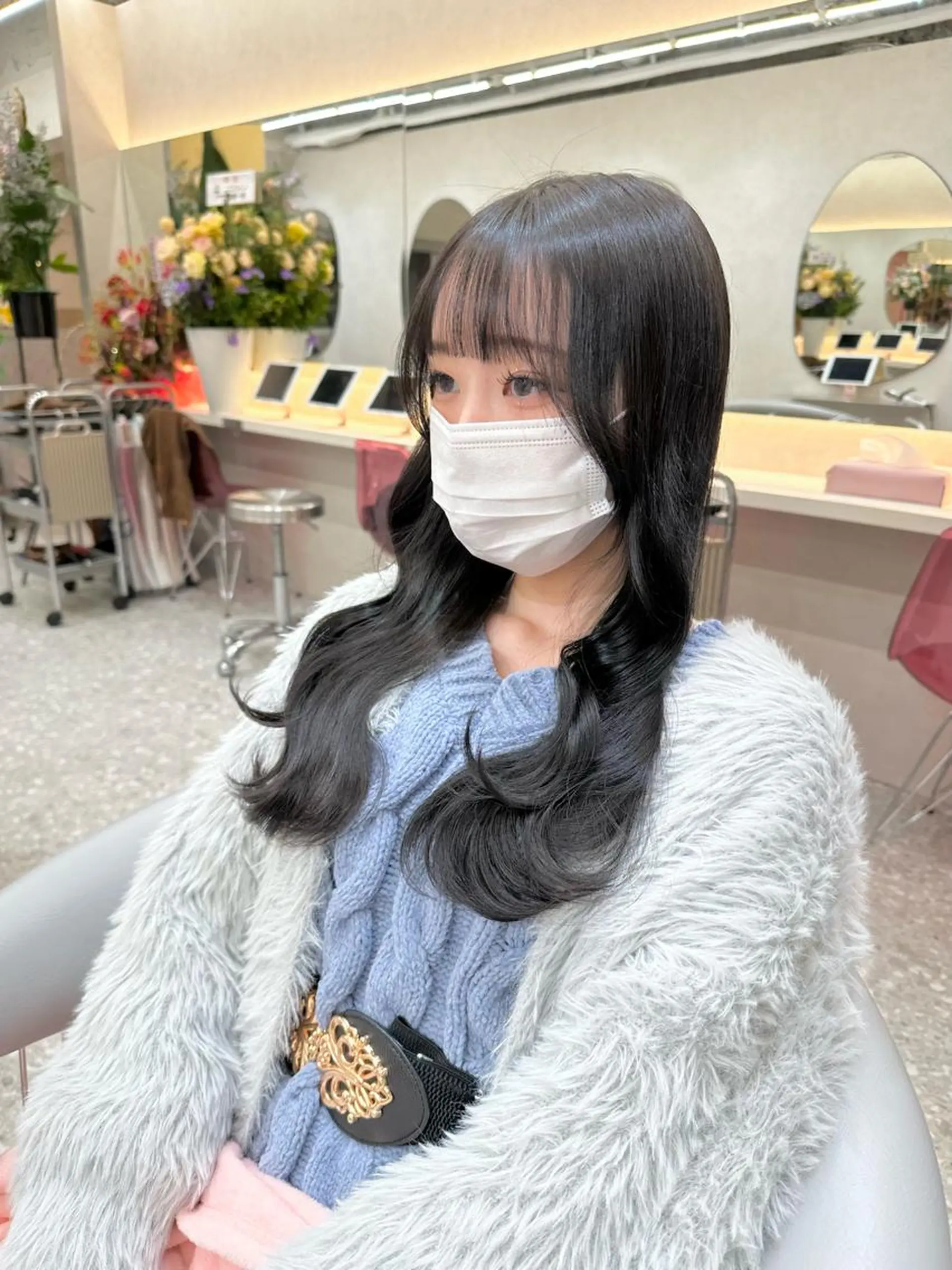 ロング ボブ 顔周りカット ハイライト 髪質改善 韓国風ヘア 新宿/韓国レイヤー/ 髪質改善/佐藤航のヘアスタイル