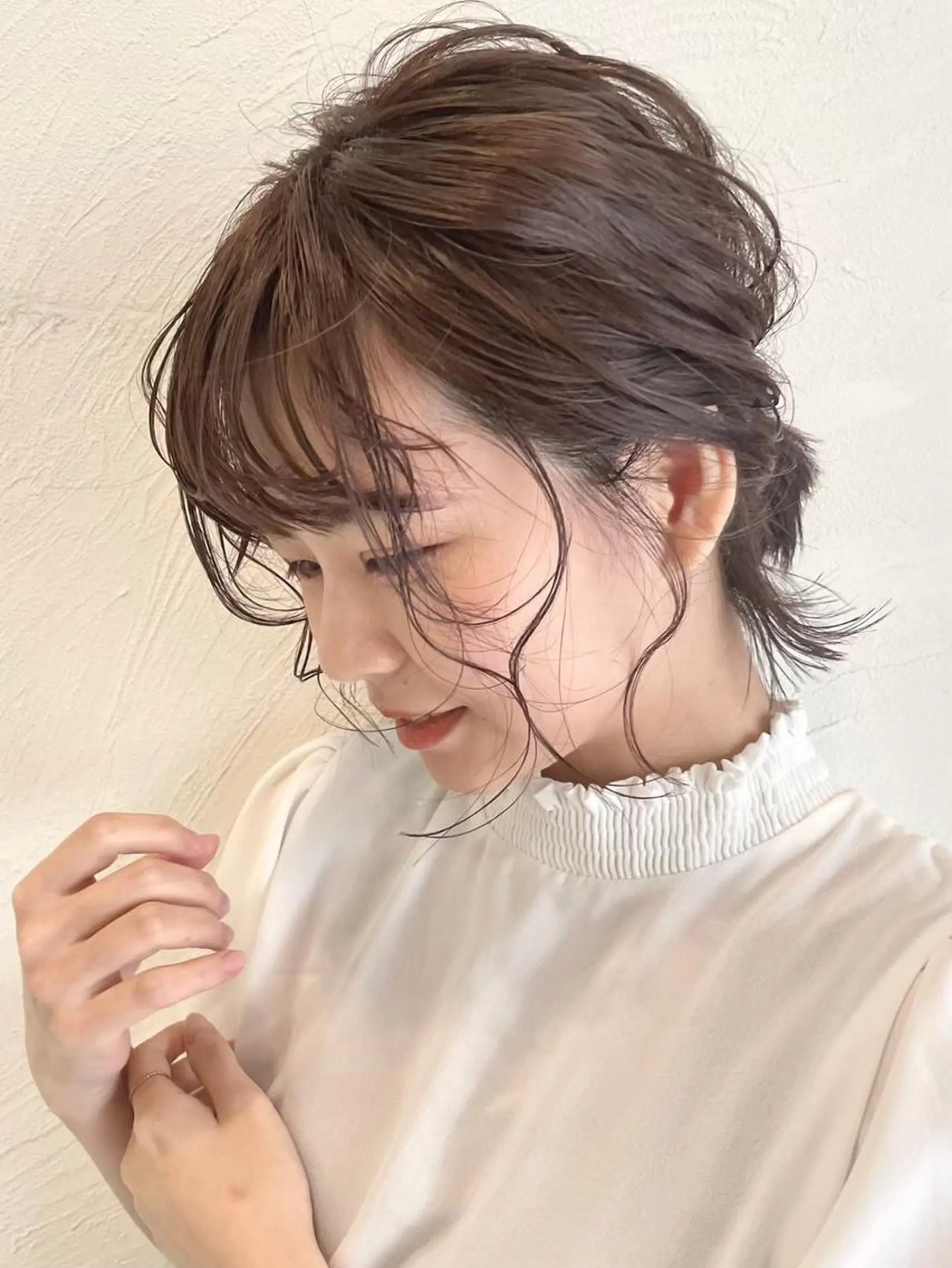 ミディアム ヘアアレンジ カラー 透明感カラー ラベンダーカラー オレンジ ヘッドスパ SiLO 【シロ】のヘアスタイル