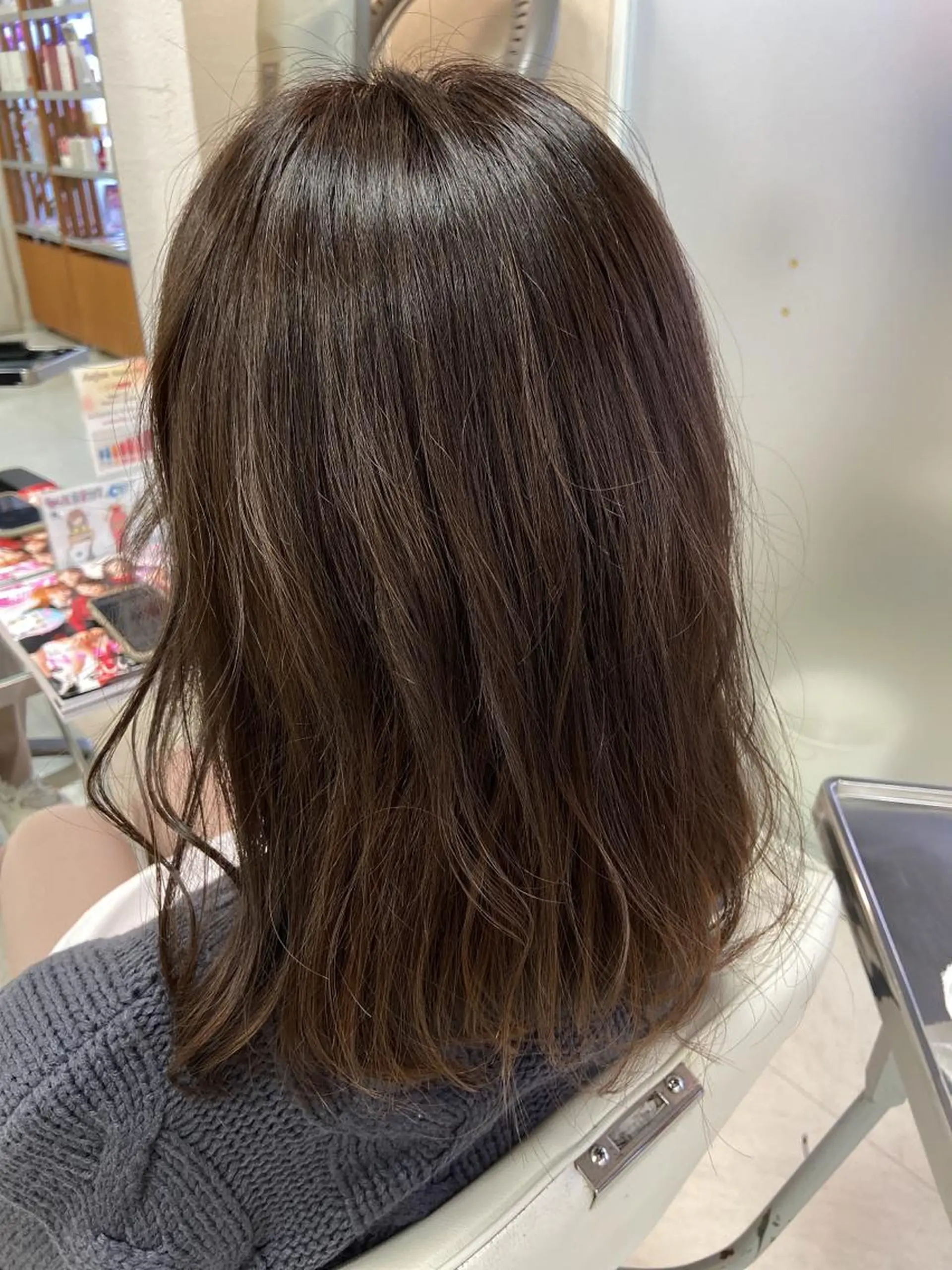 セミロング カラー グレージュ ピンクカラー 菊地 美憂のヘアスタイル