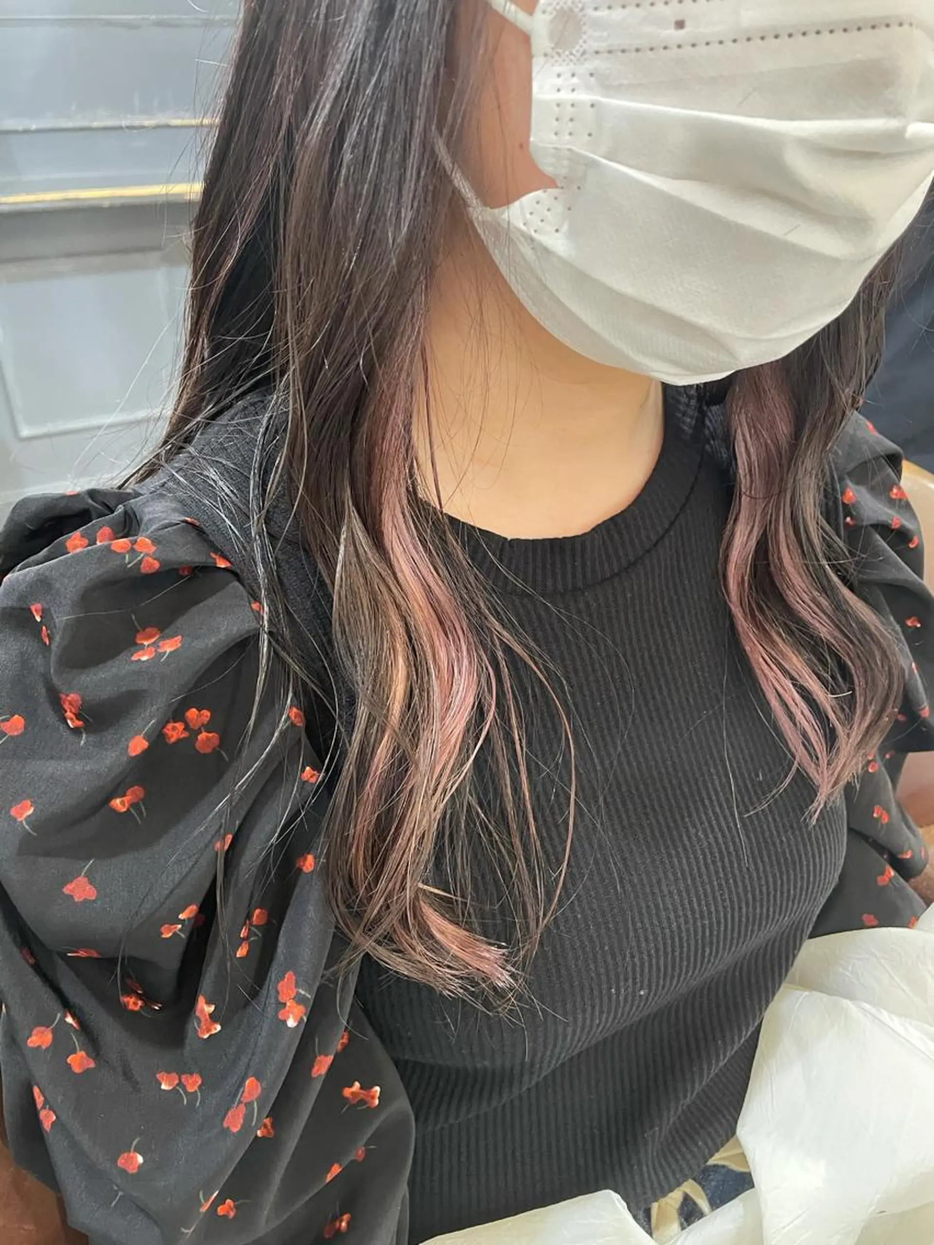 ロング カラー インナーカラー ピンクカラー 切りっぱなしボブ ソノキユウカのヘアスタイル