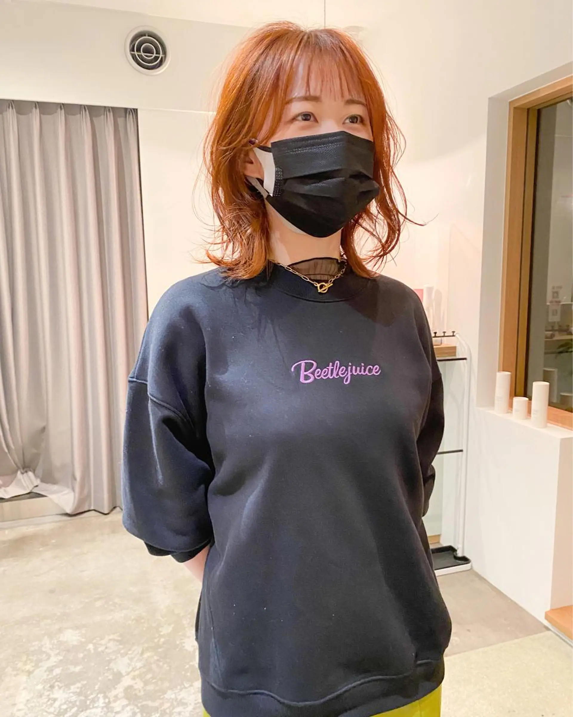 ミディアム カラー ヘアアレンジ マツエク・マツパ オレンジ カラーマツエク Nancy所属・束感まつげ❤︎ あみのマツエク・マツパデザイン