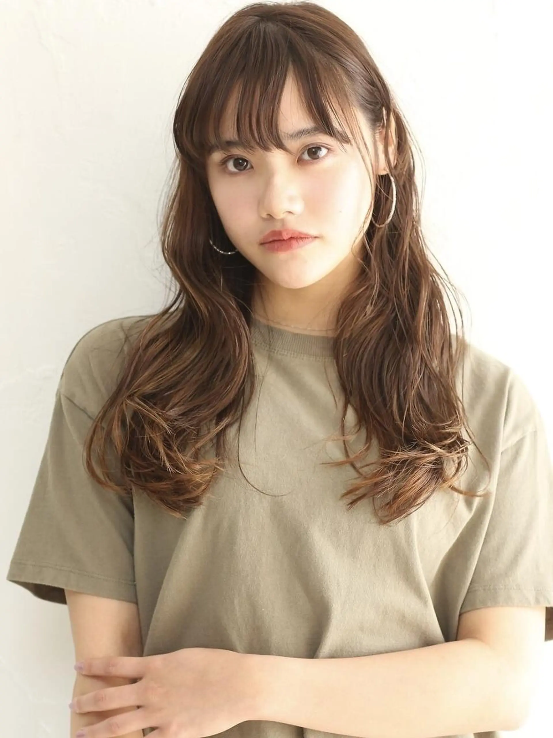 セミロング パーマ 骨格補正似合わせ カット阿部建のヘアスタイル