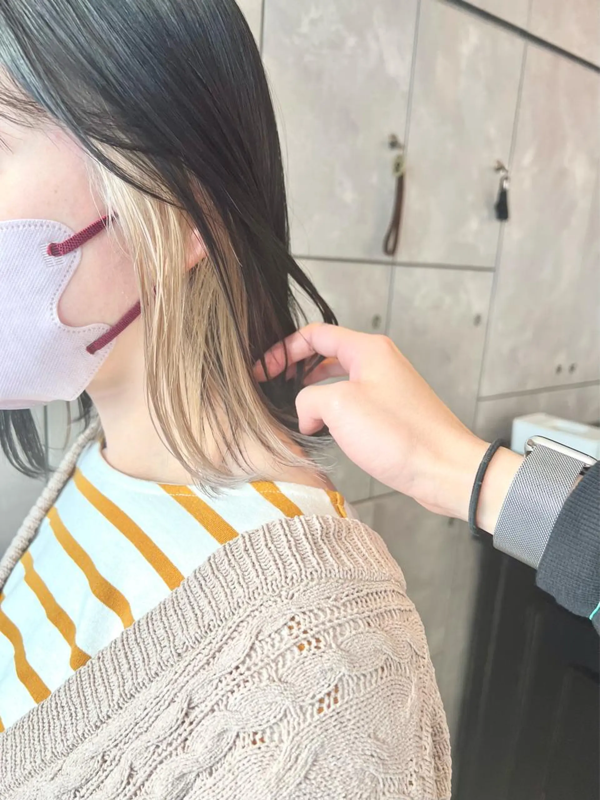 ミディアム カラー ヘアアレンジ ネイル ヘアカラー トリートメント ヘッドスパ ヘアセット 🌈インナーカラー ‘ショウマ’🌈のヘアスタイル