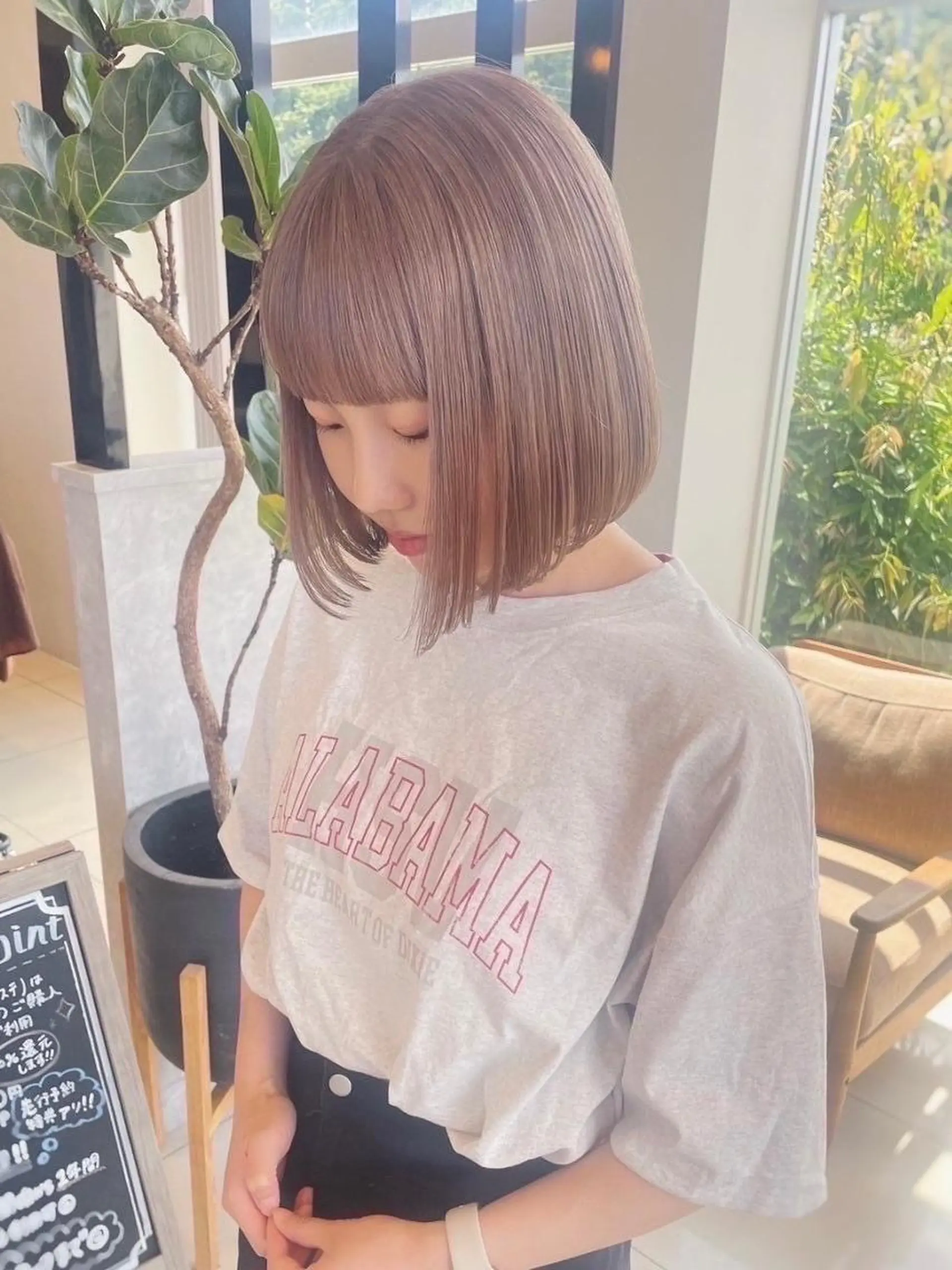 ミディアム カラー 骨格補正似合わせ カット阿部建のヘアスタイル