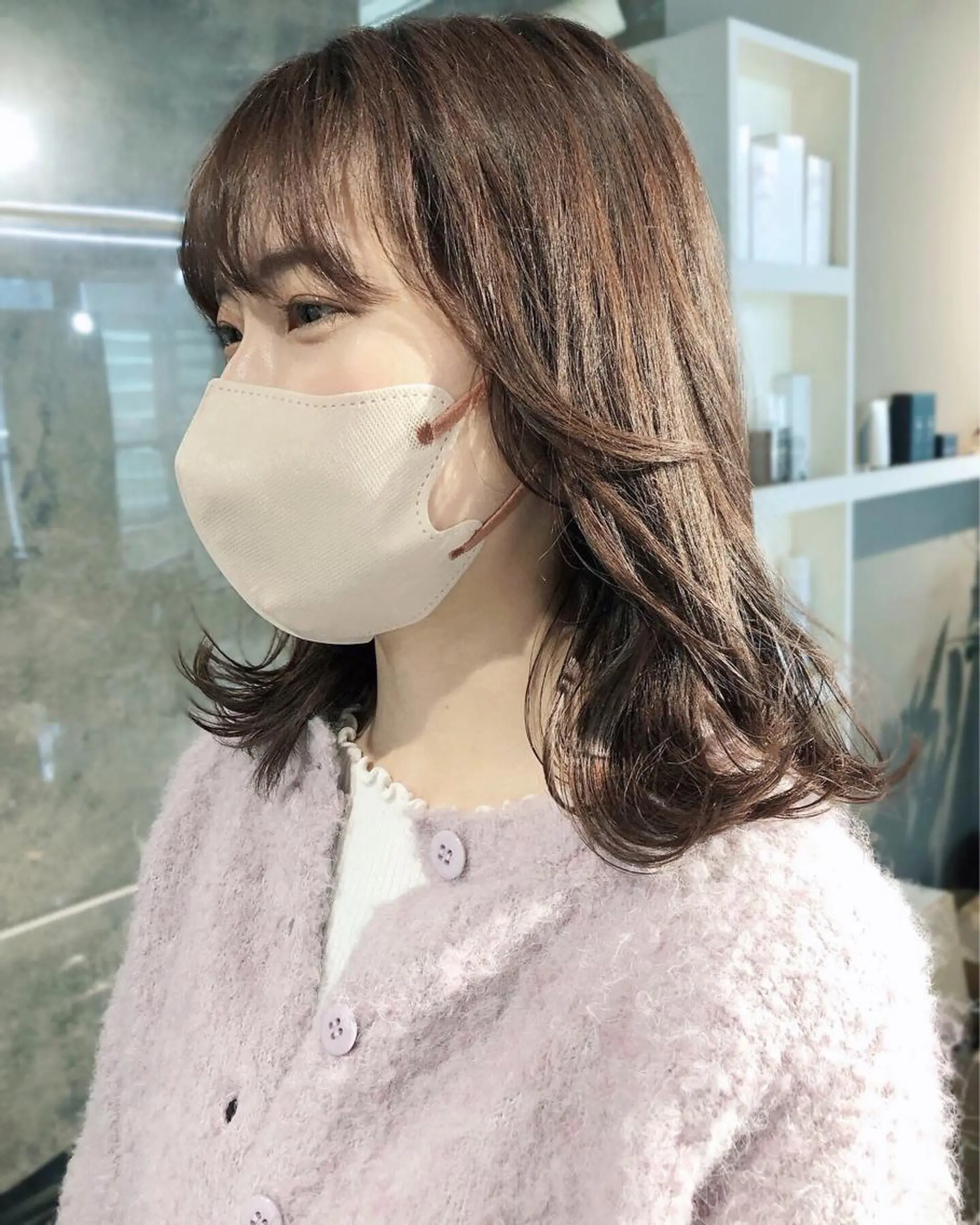 ミディアム カラー ヘアアレンジ ブラウンカラー ミルクティーブラウン カット ヘアカラー トリートメント ainico+所属・メンズ特化✂️栗原 侑也のヘアスタイル