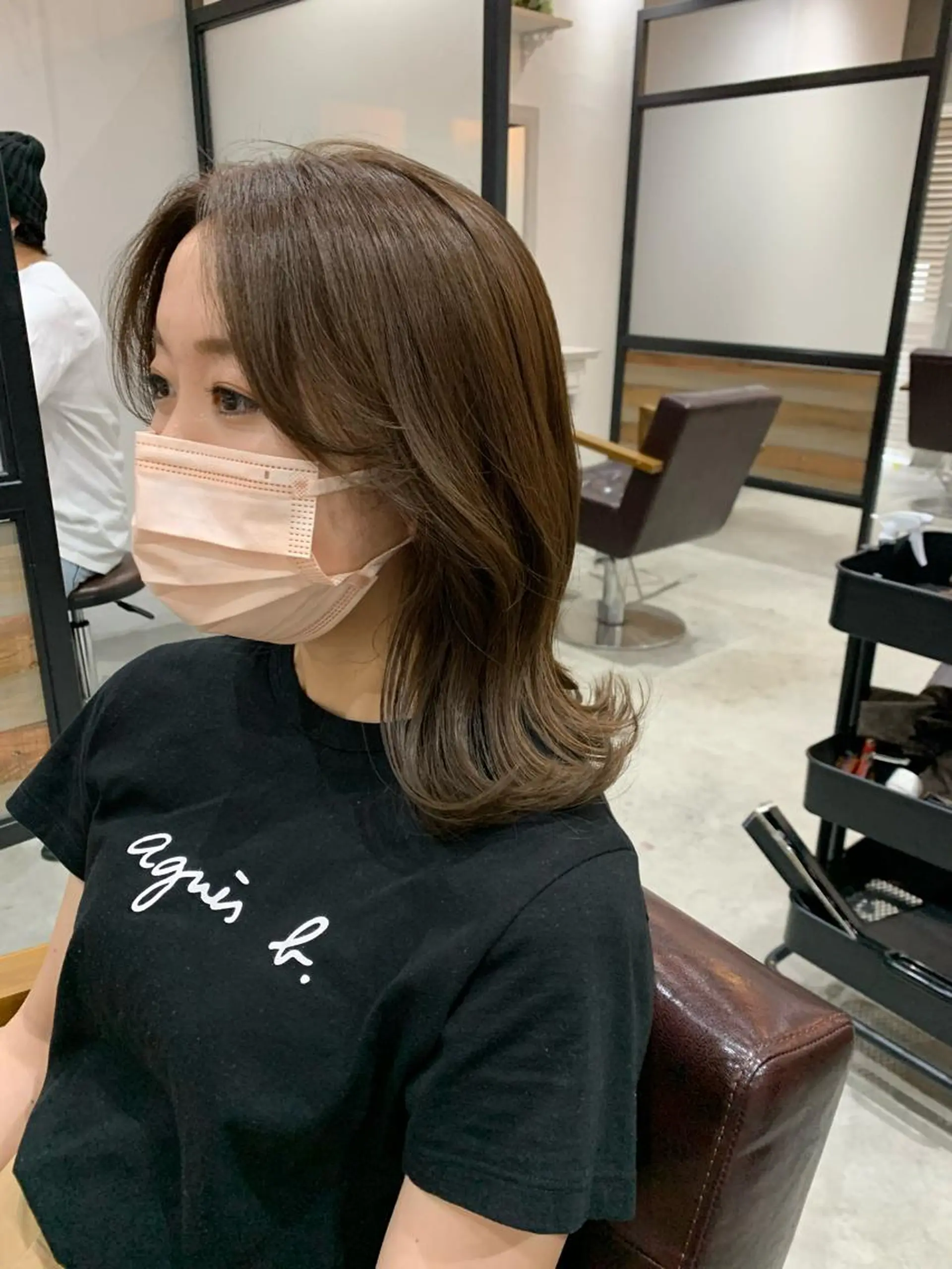 ミディアム カラー ヘアアレンジ カット ヘアカラー トリートメント kei/透明感カラー /ベージュ/ブリーチのヘアスタイル