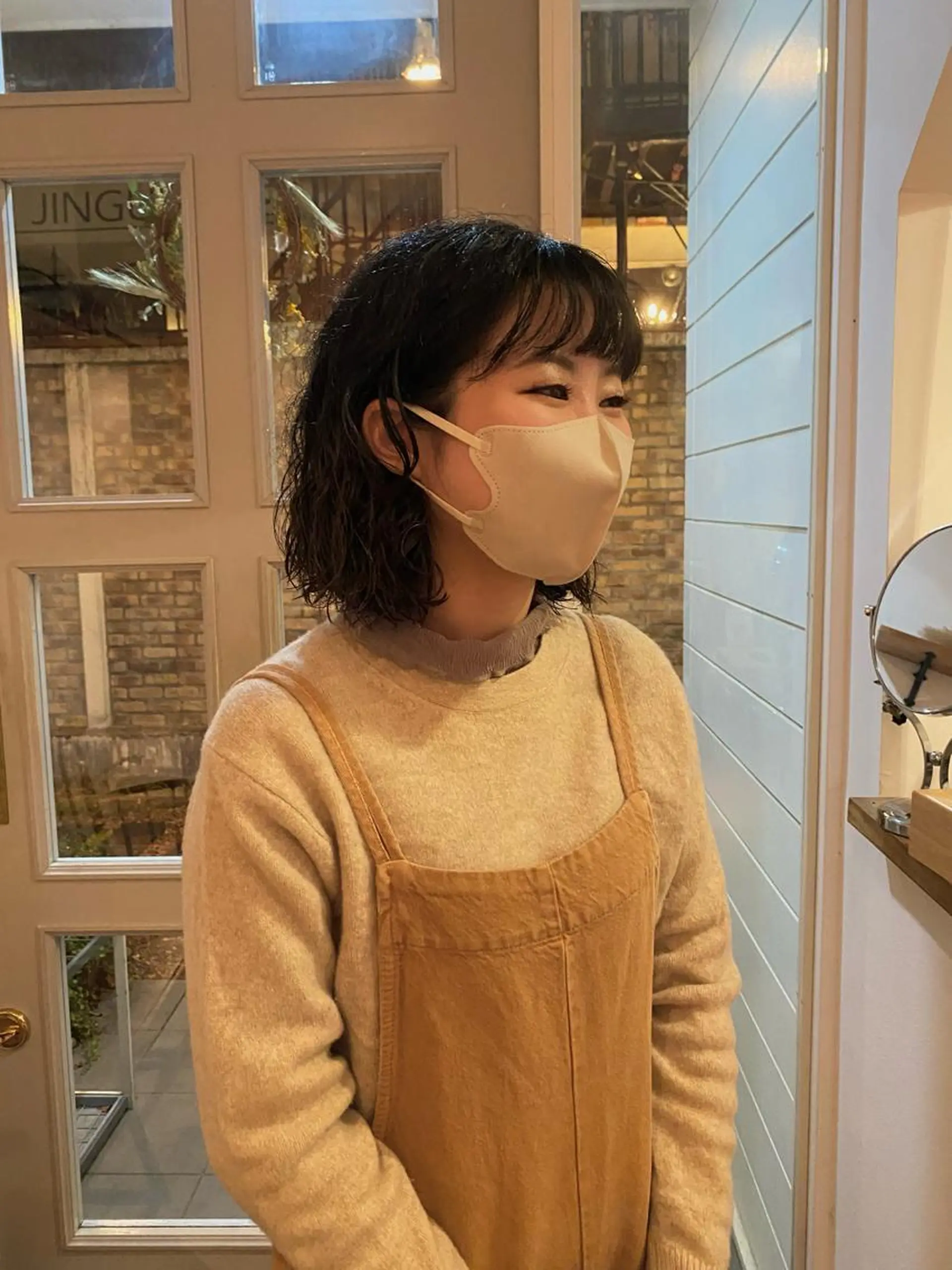 ミディアム パーマ ミディアムパーマ 伸ばしかけ 店長　ショート& パーマ　坂本のヘアスタイル