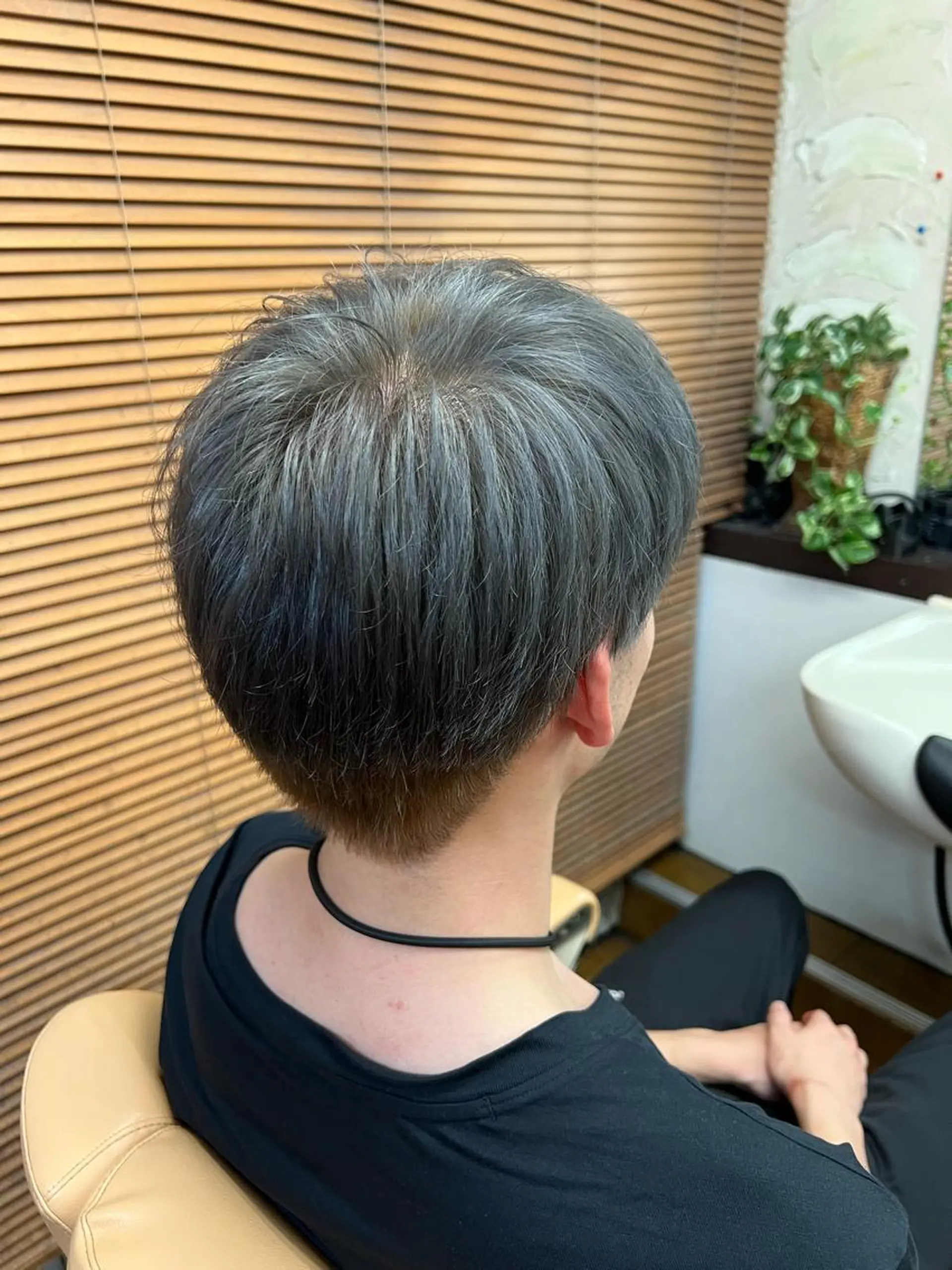 ミディアム カラー メンズ メンズブリーチ マッシュ 黒髪 ブリーチ アオハレbarber shop所属・アオハレ バーバーのヘアスタイル